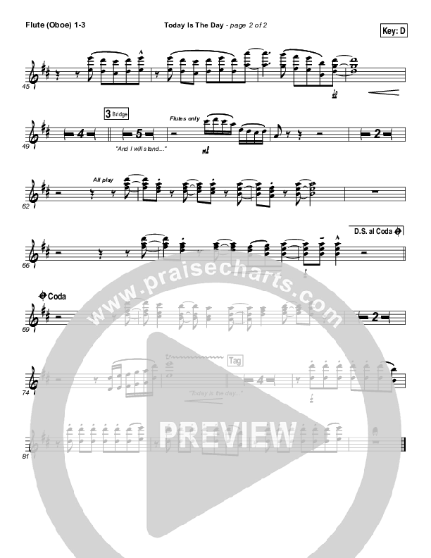 Today Is The Day Flute/Oboe 1/2/3 (Lincoln Brewster)