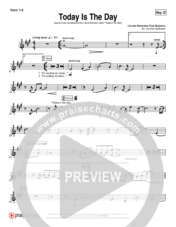 Today Is The Day French Horn 1/2 (Lincoln Brewster)