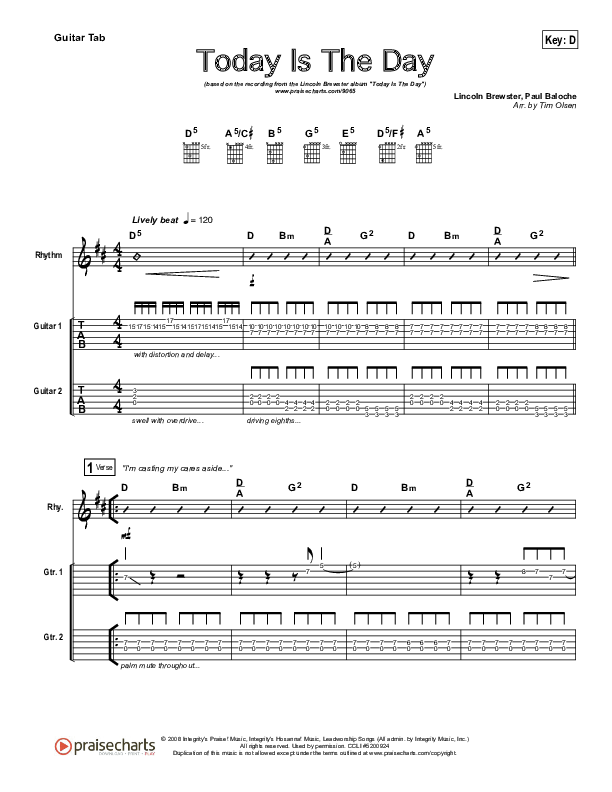 Today Is The Day Guitar Tab (Lincoln Brewster)
