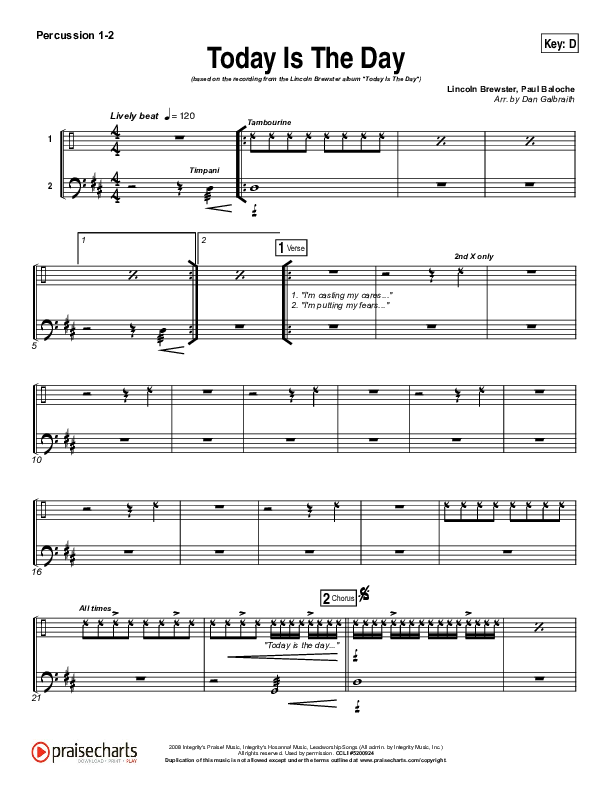 Today Is The Day Percussion (Lincoln Brewster)