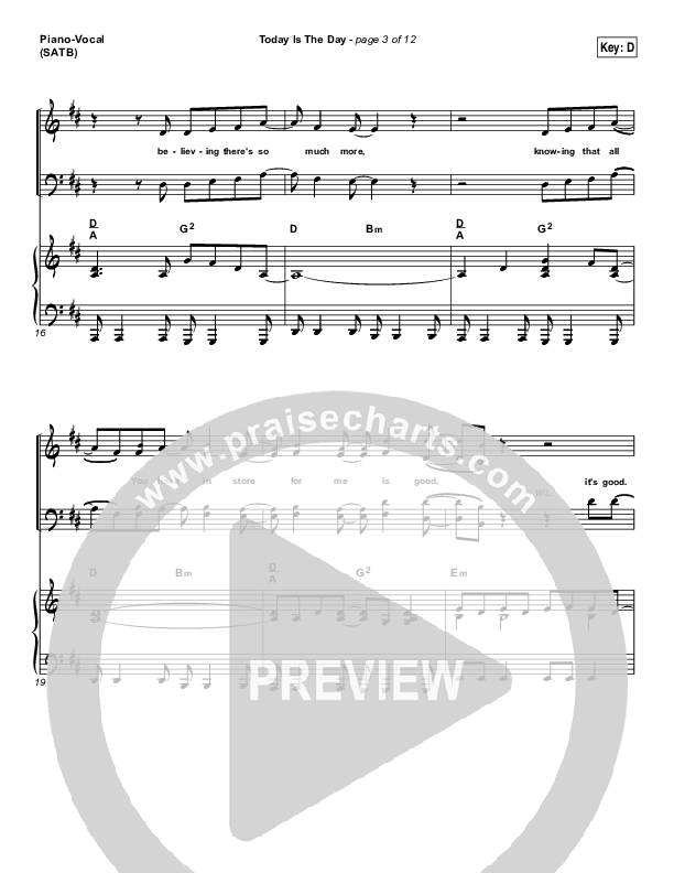 Today Is The Day Piano/Vocal Pack (Lincoln Brewster)