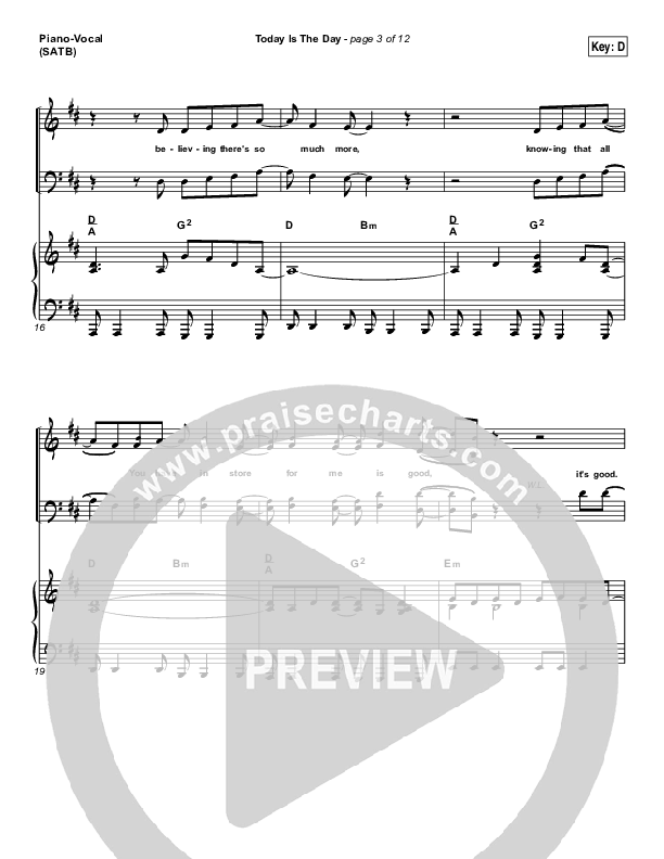 Today Is The Day Piano/Vocal (SATB) (Lincoln Brewster)