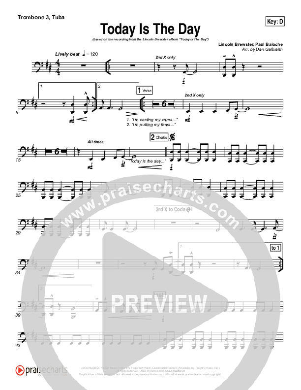 Today Is The Day Trombone 3/Tuba (Lincoln Brewster)