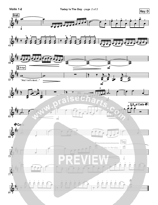 Today Is The Day Violin 1/2 (Lincoln Brewster)