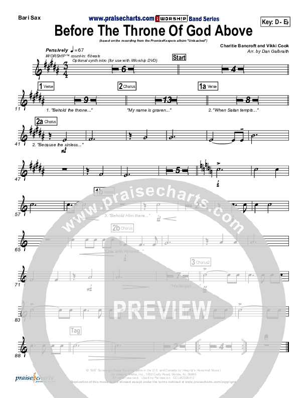 Before The Throne Of God Above Bari Sax (Promise Keepers)