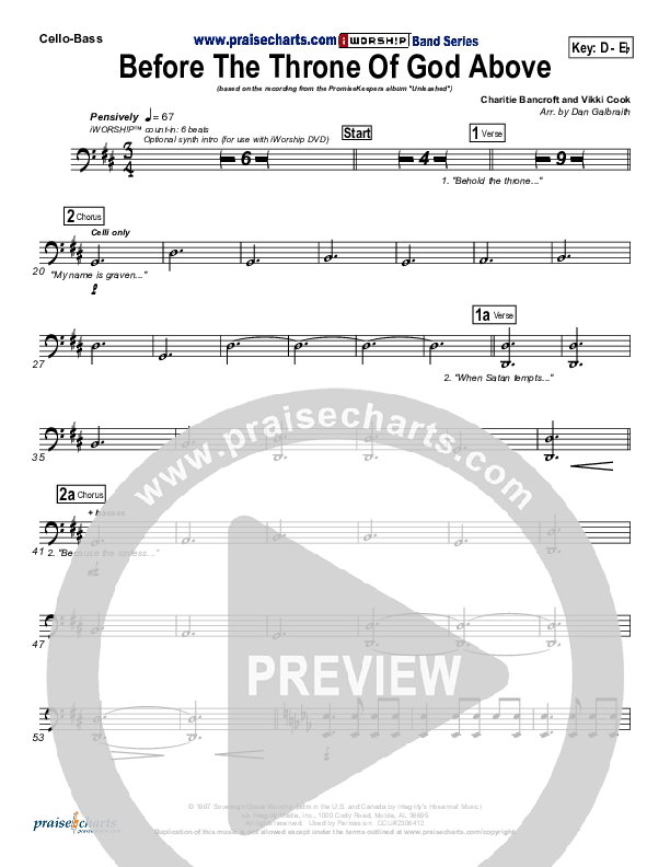 Before The Throne Of God Above Cello/Bass (Promise Keepers)