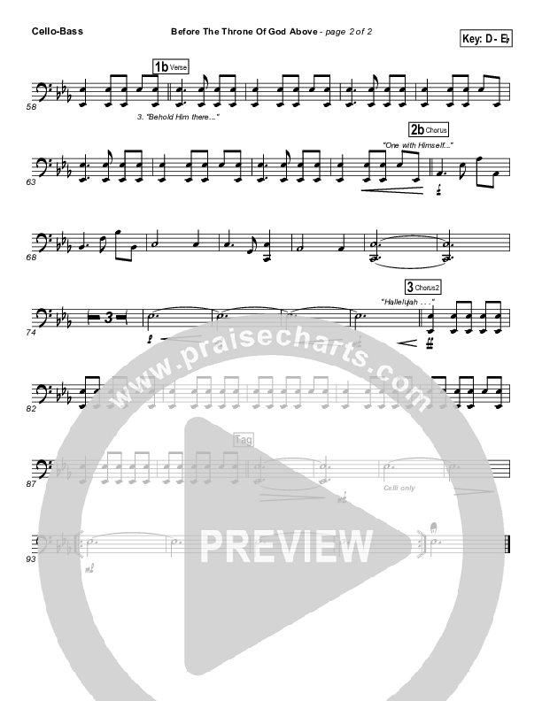 Before The Throne Of God Above Cello/Bass (Promise Keepers)