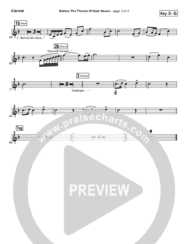 Before The Throne Of God Above Clarinet (Promise Keepers)