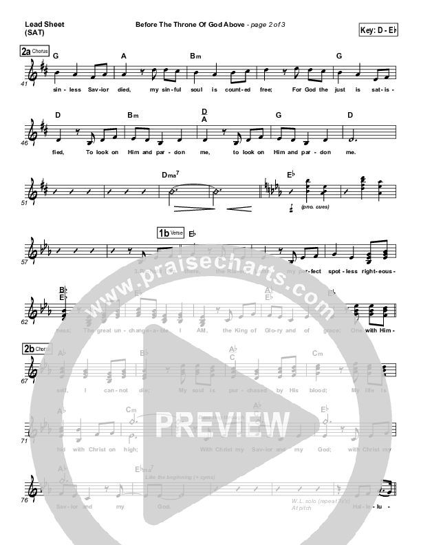 Before The Throne Of God Above Lead Sheet (SAT) (Promise Keepers)