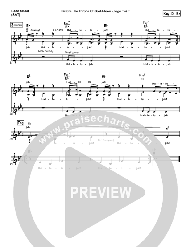 Before The Throne Of God Above Lead Sheet (SAT) (Promise Keepers)