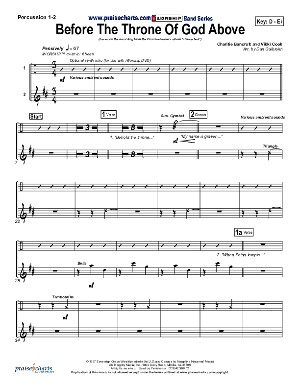 Before The Throne Of God Above Percussion 1/2 (Promise Keepers)