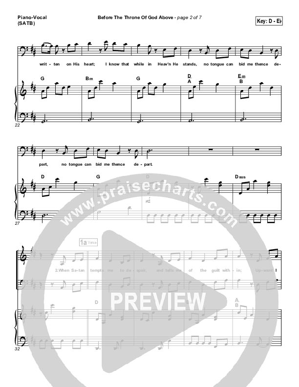 Before The Throne Of God Above Piano/Vocal (Promise Keepers)