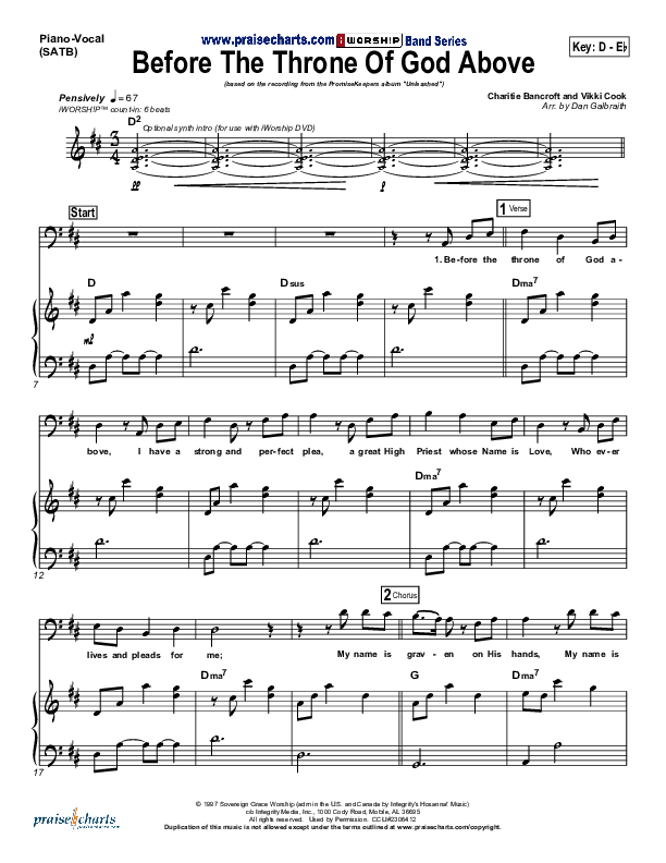 Before The Throne Of God Above Piano/Vocal (SATB) (Promise Keepers)
