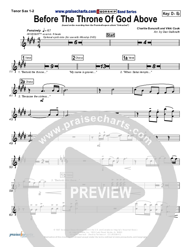 Before The Throne Of God Above Tenor Sax 1/2 (Promise Keepers)