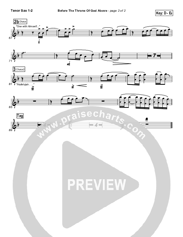 Before The Throne Of God Above Tenor Sax 1/2 (Promise Keepers)