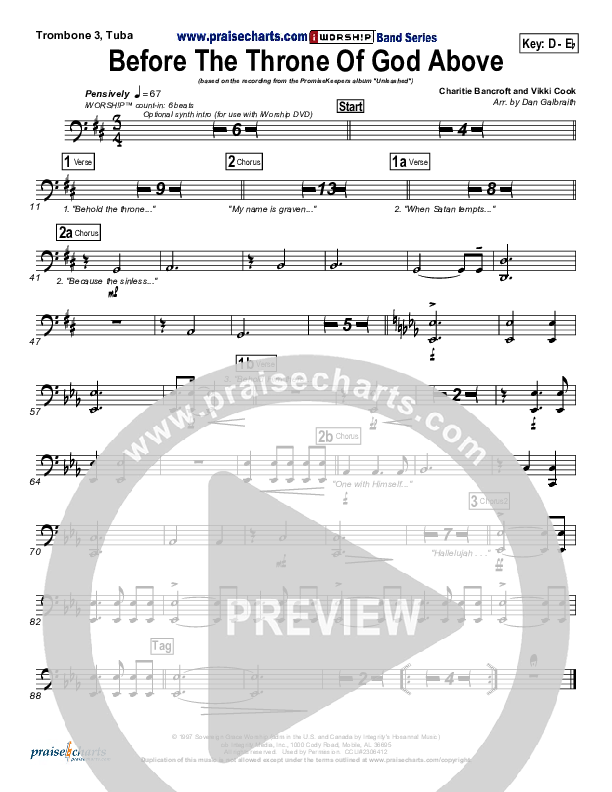 Before The Throne Of God Above Trombone 3/Tuba (Promise Keepers)