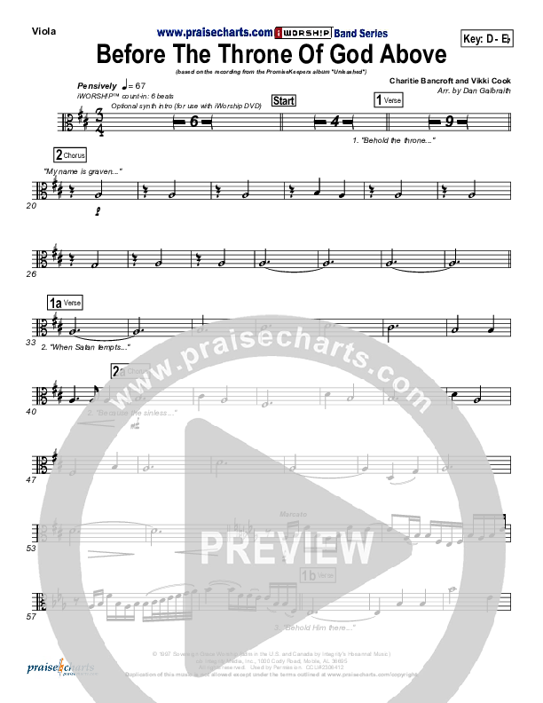 Before The Throne Of God Above Viola (Promise Keepers)