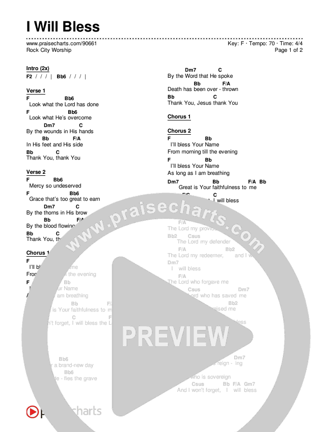 I Will Bless Chords & Lyrics (Rock City Worship)