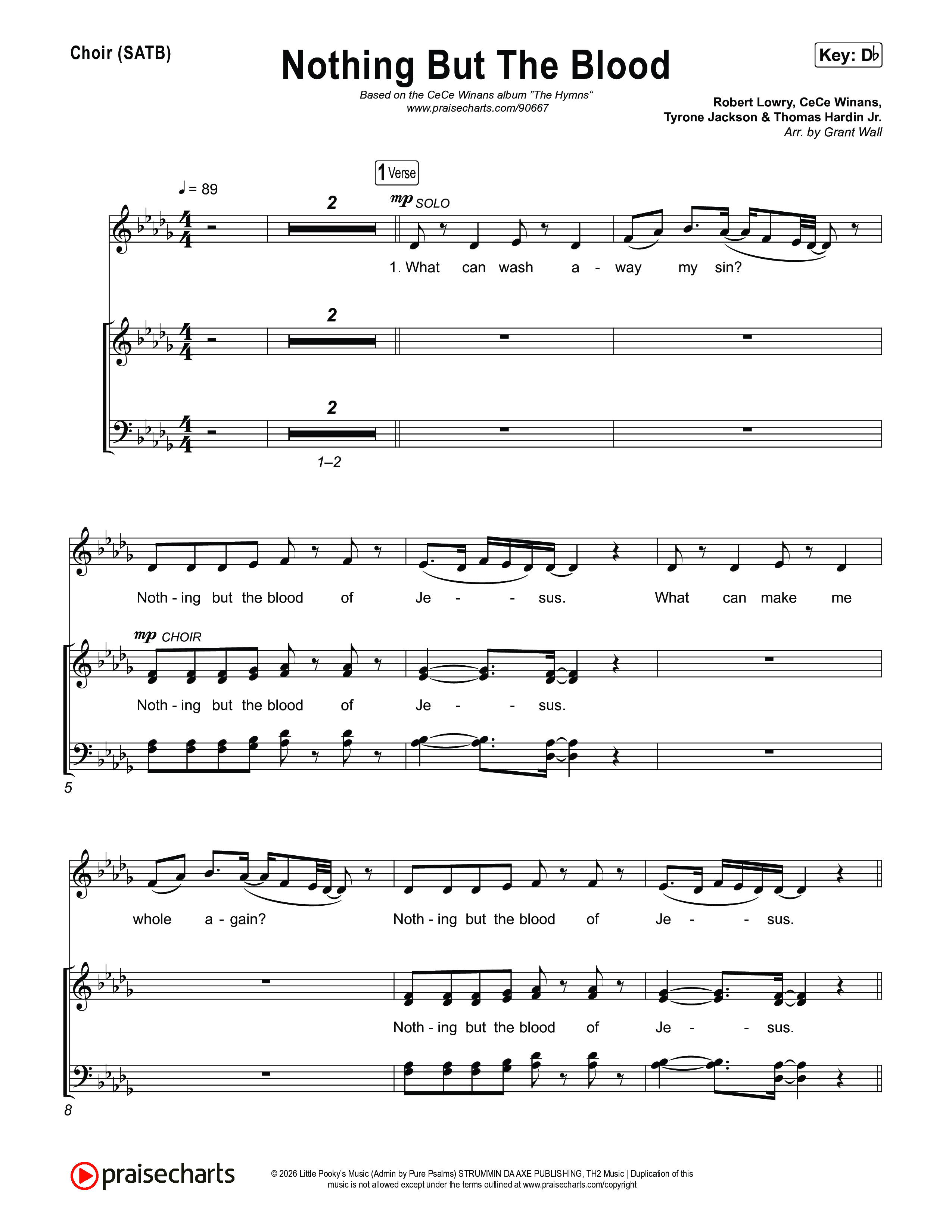 Nothing But The Blood Choir Sheet (SATB) (CeCe Winans)