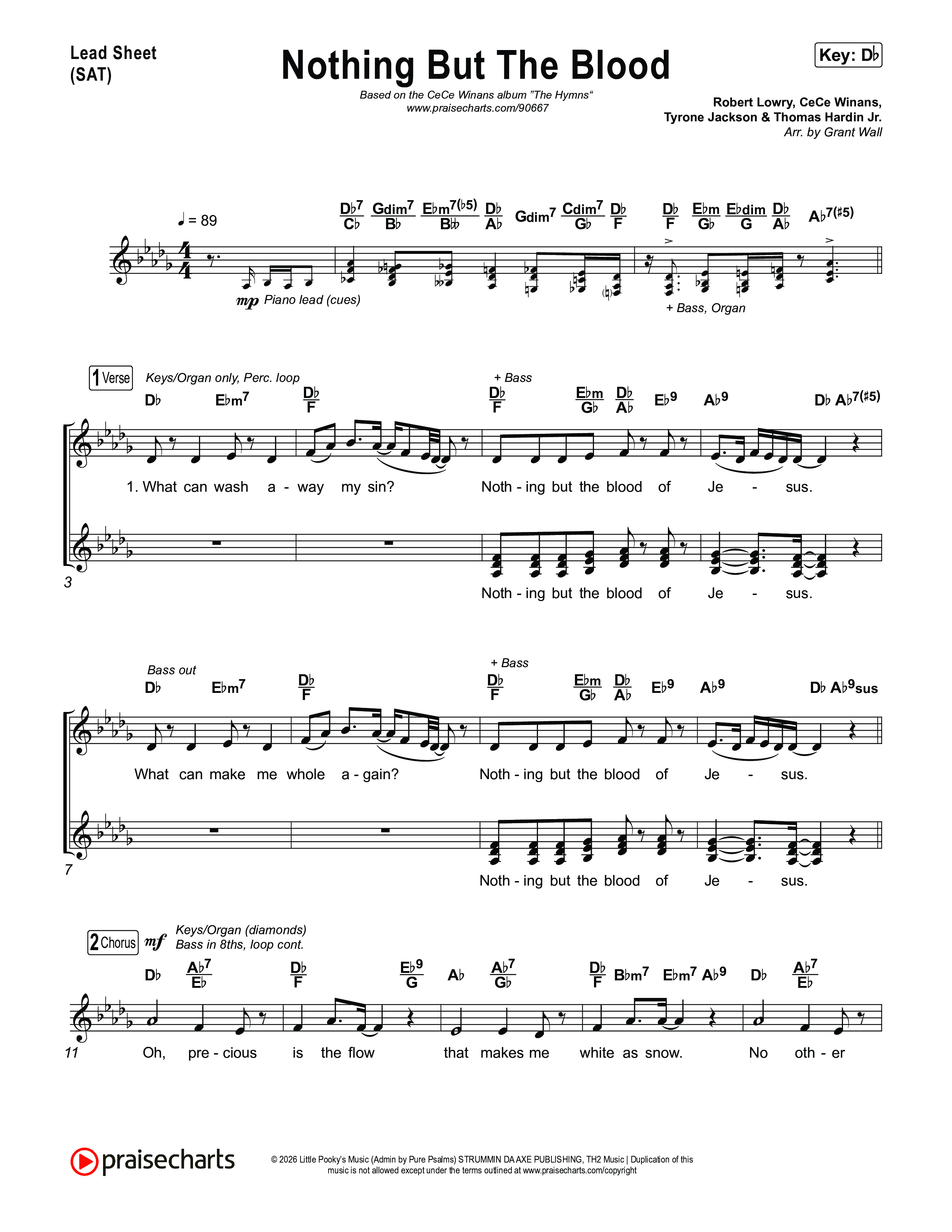 Nothing But The Blood Lead Sheet (SAT) (CeCe Winans)