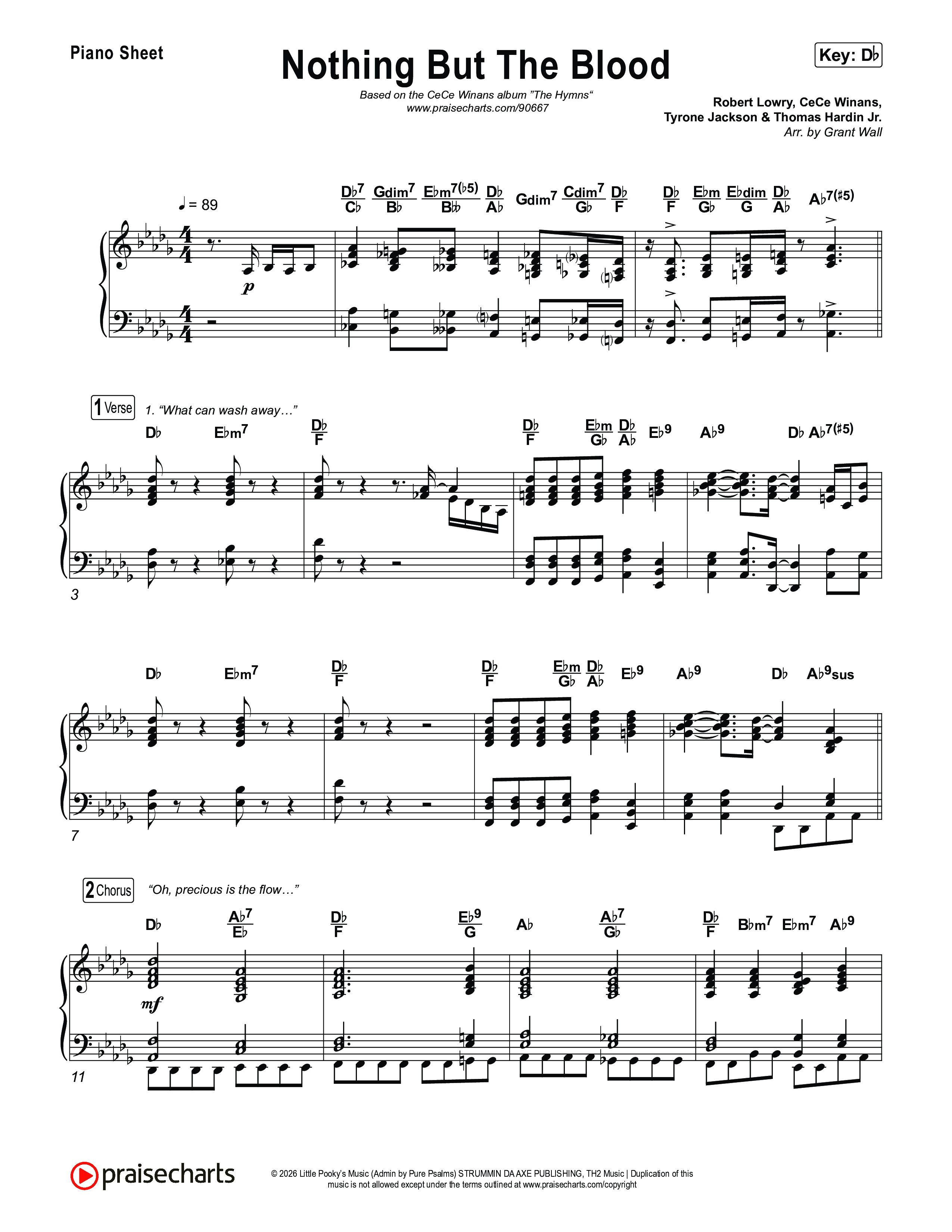 Nothing But The Blood Piano Sheet (CeCe Winans)