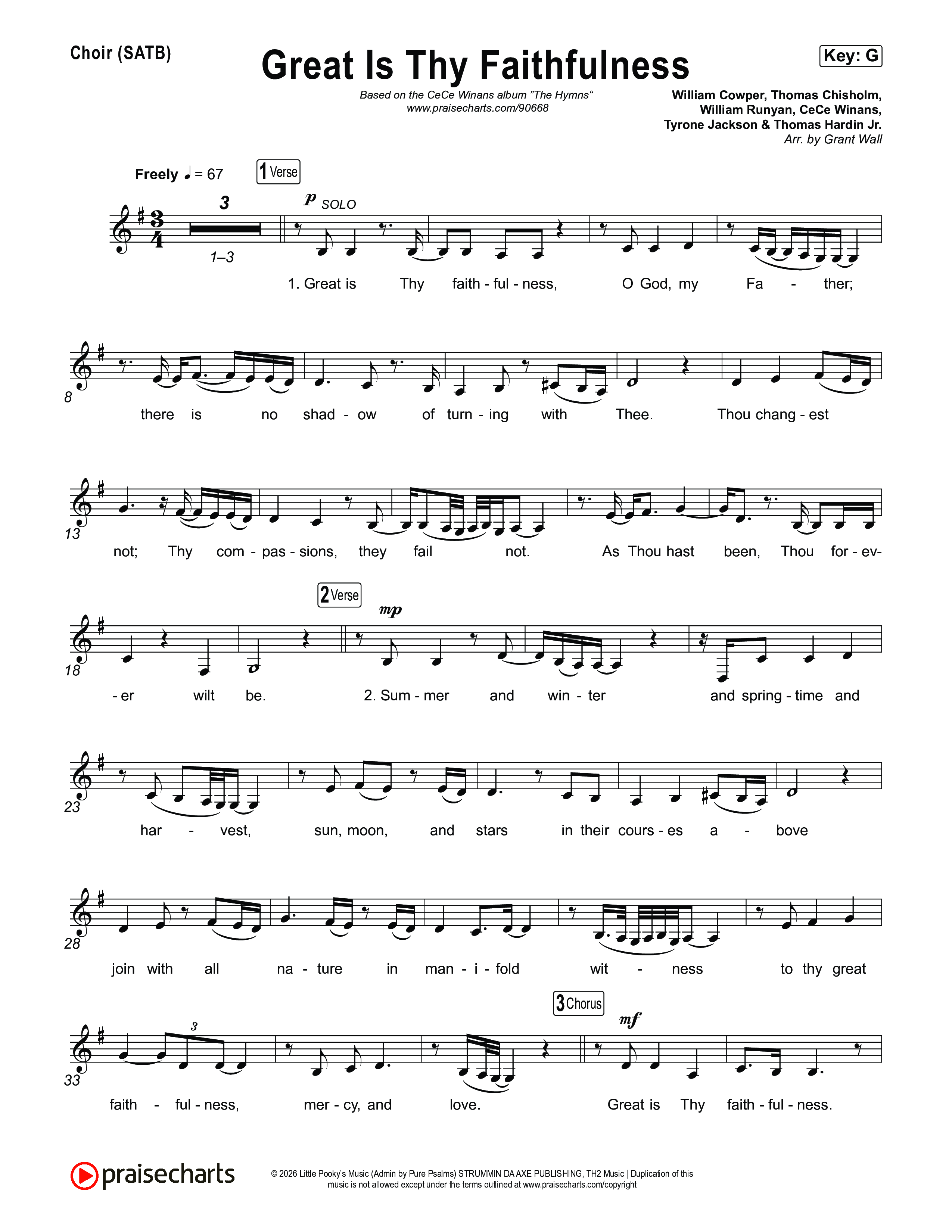 Great Is Thy Faithfulness Choir Sheet (SATB) (CeCe Winans)