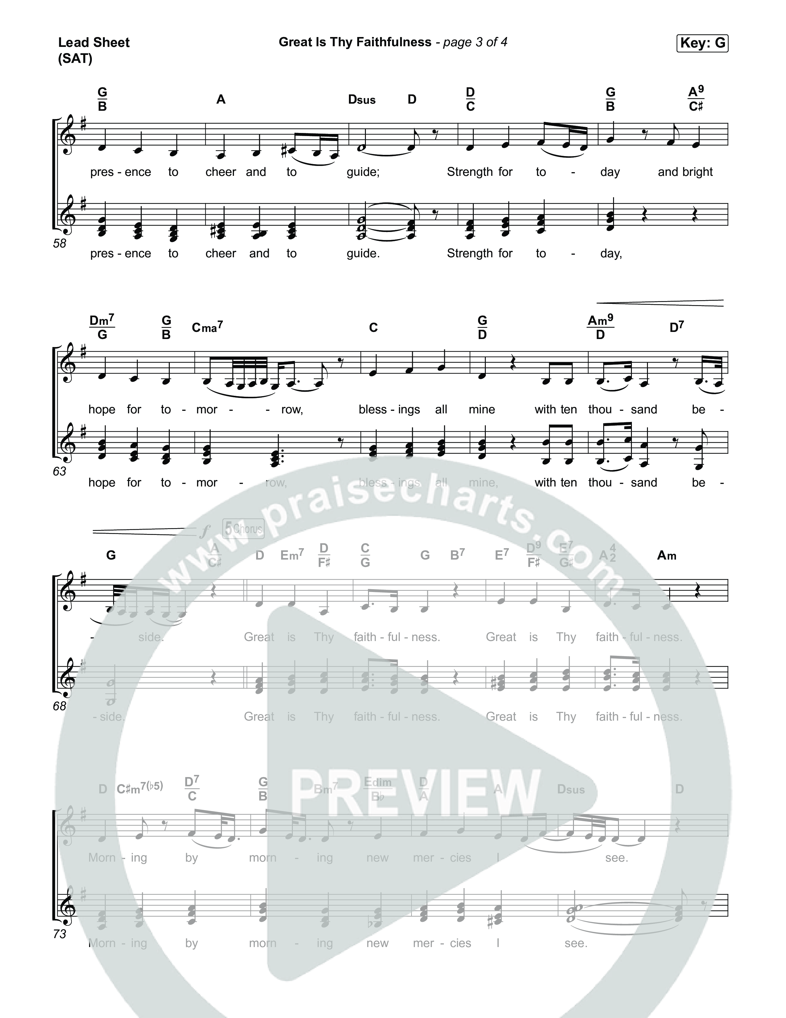 Great Is Thy Faithfulness Lead Sheet (SAT) (CeCe Winans)