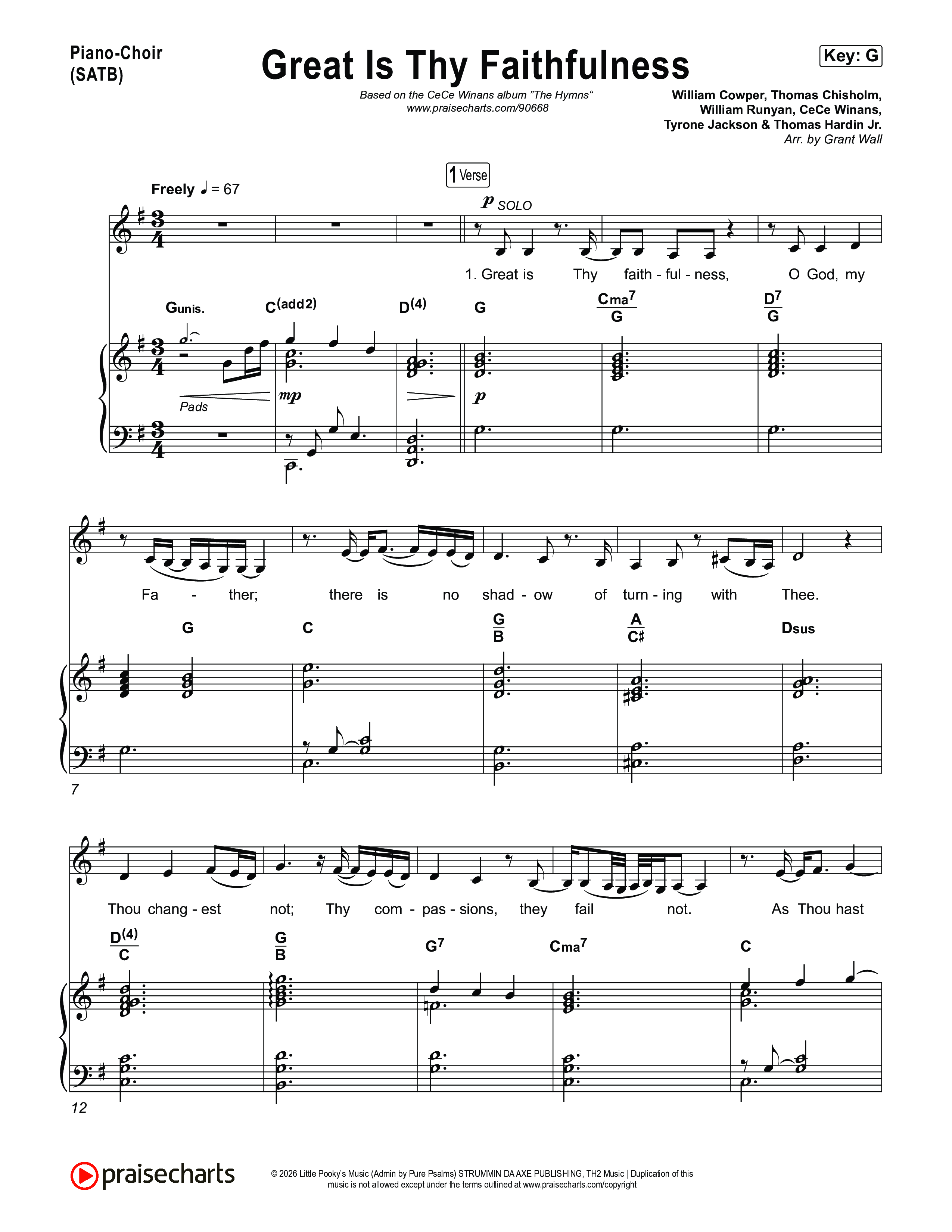 Great Is Thy Faithfulness Piano/Vocal Pack (CeCe Winans)