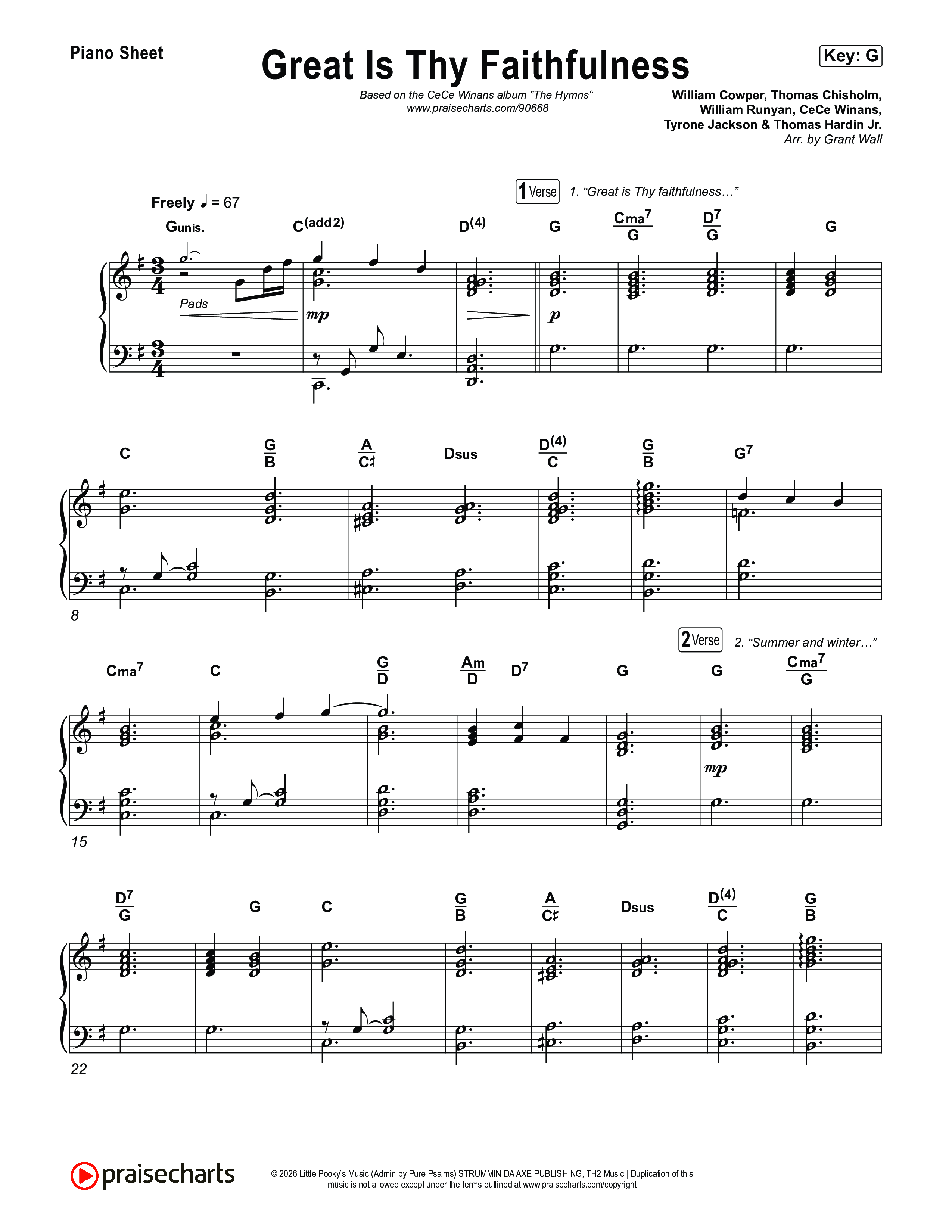 Great Is Thy Faithfulness Piano Sheet (CeCe Winans)