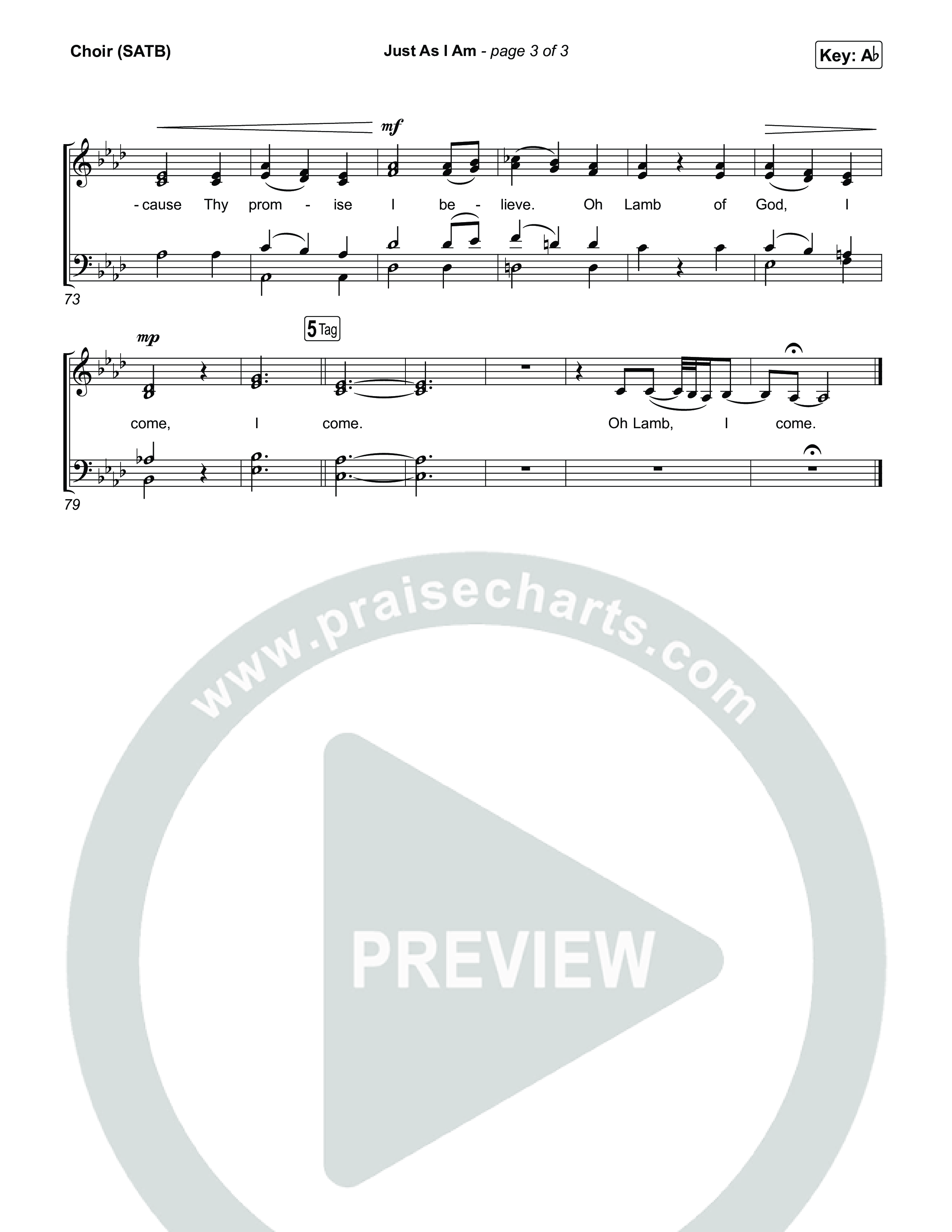 Just As I Am Choir Sheet (SATB) (CeCe Winans)