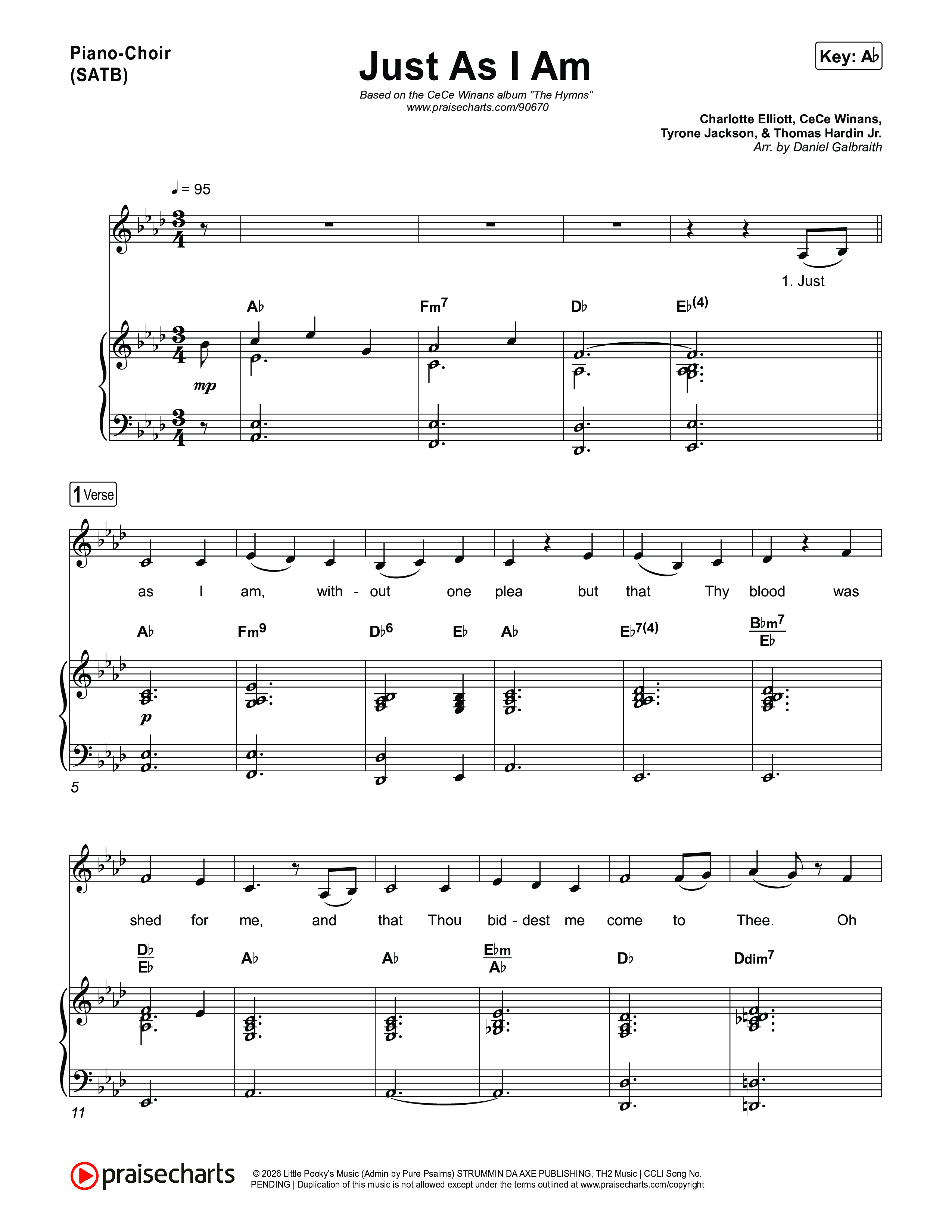 Just As I Am Piano/Vocal Pack (CeCe Winans)