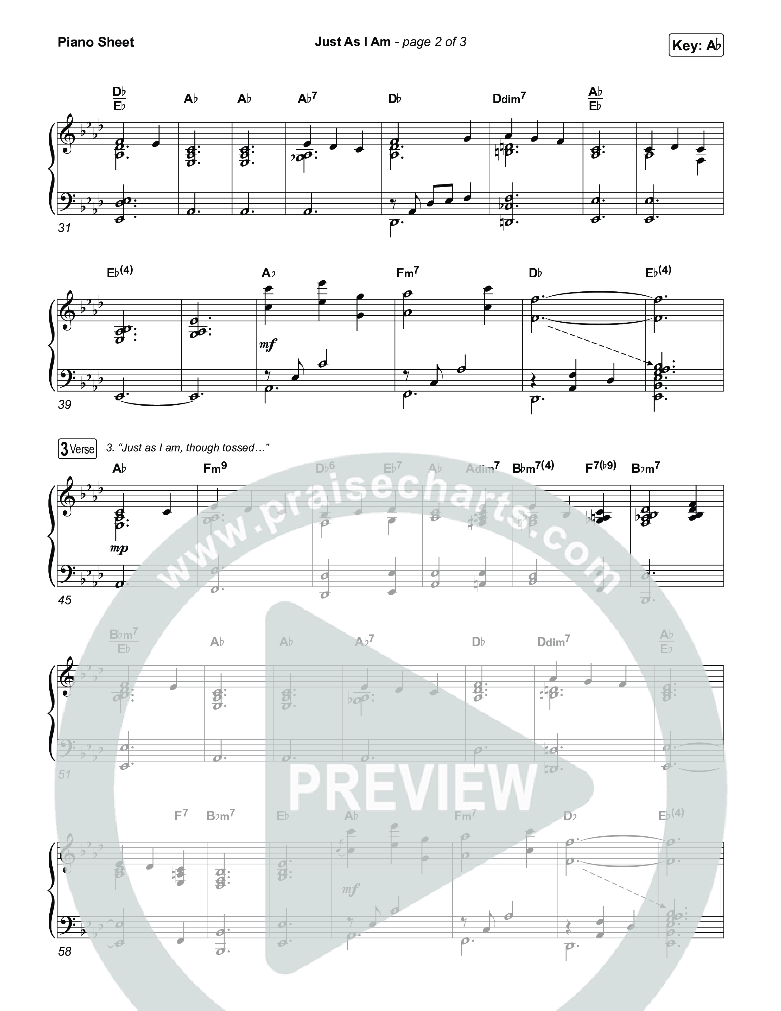 Just As I Am Piano Sheet (CeCe Winans)