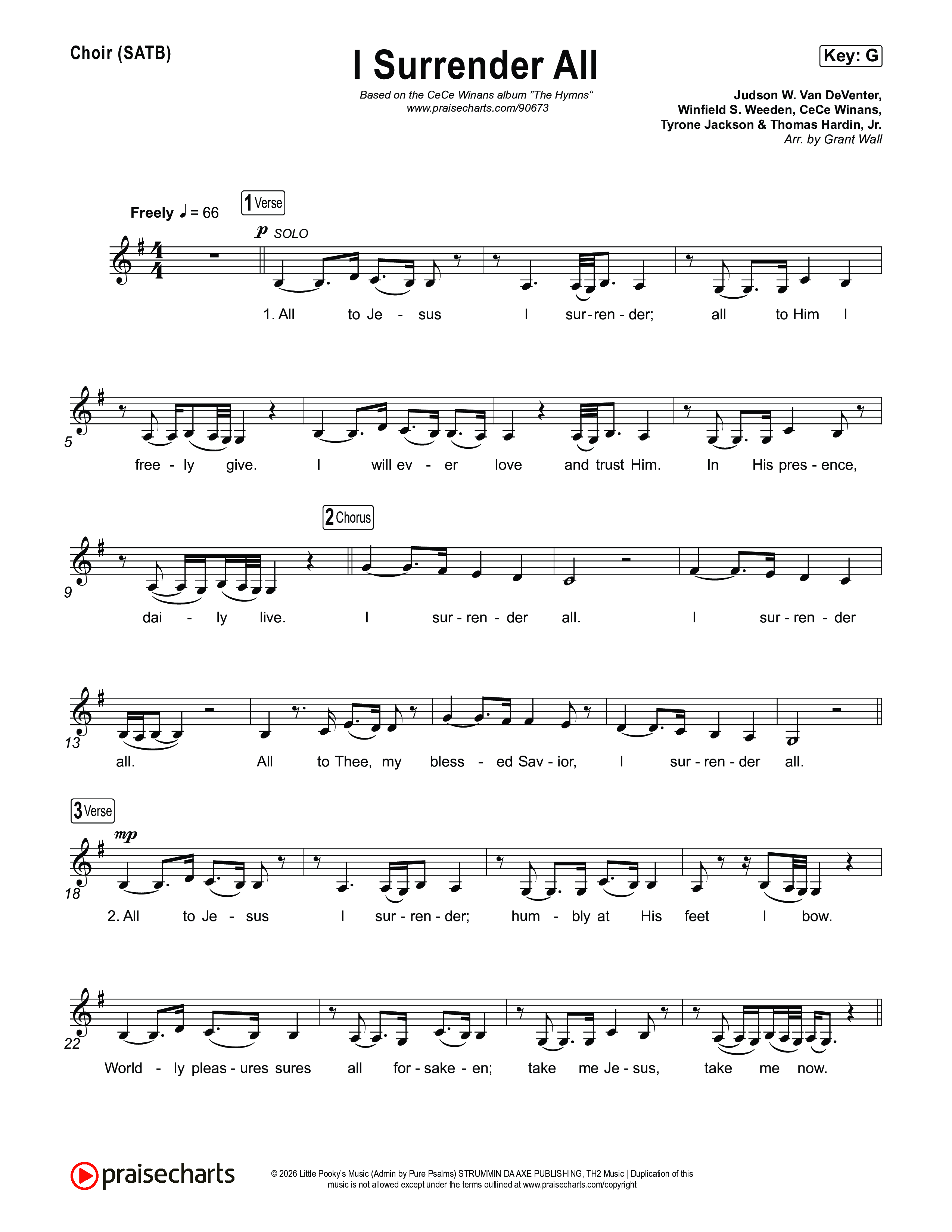 I Surrender All Choir Sheet (SATB) (CeCe Winans)