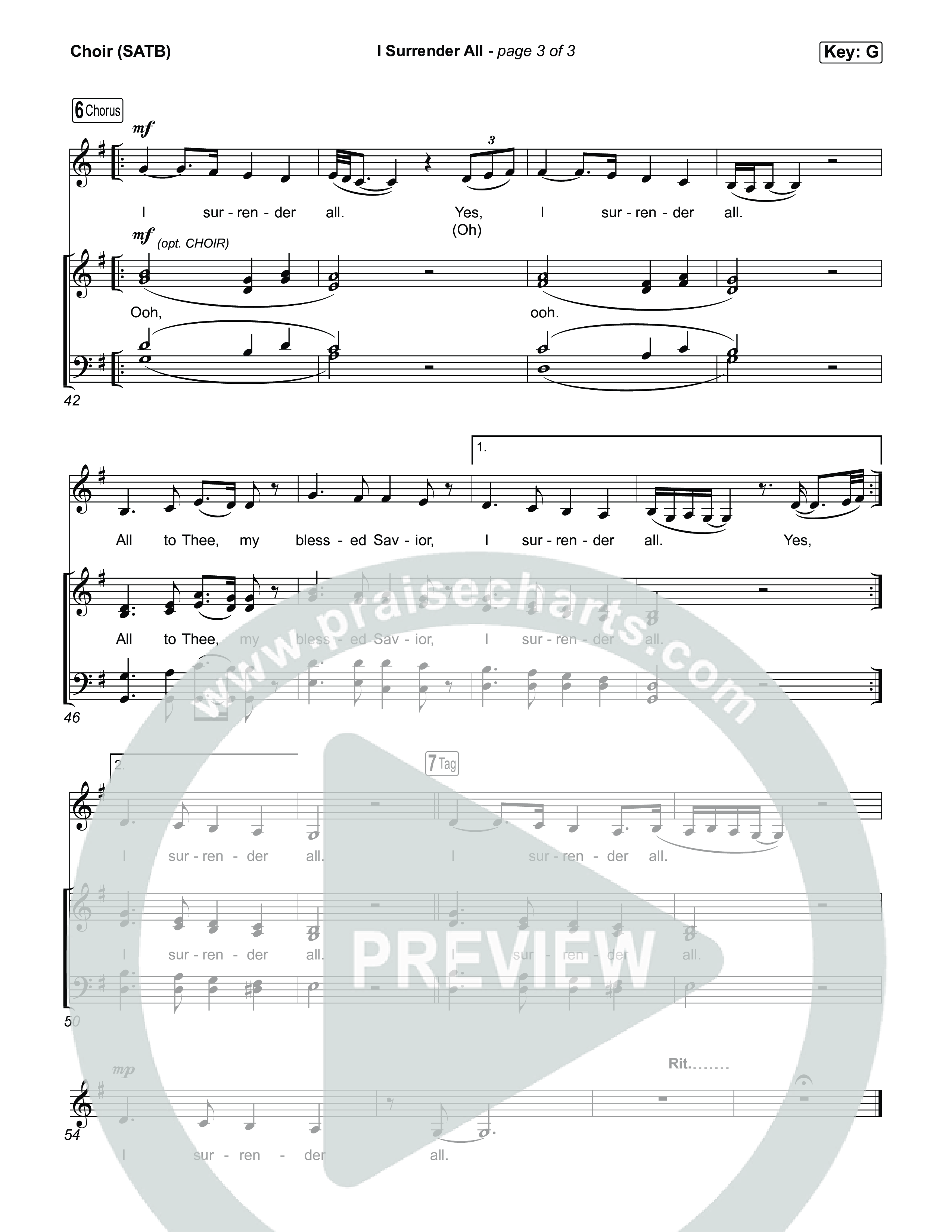 I Surrender All Choir Sheet (SATB) (CeCe Winans)