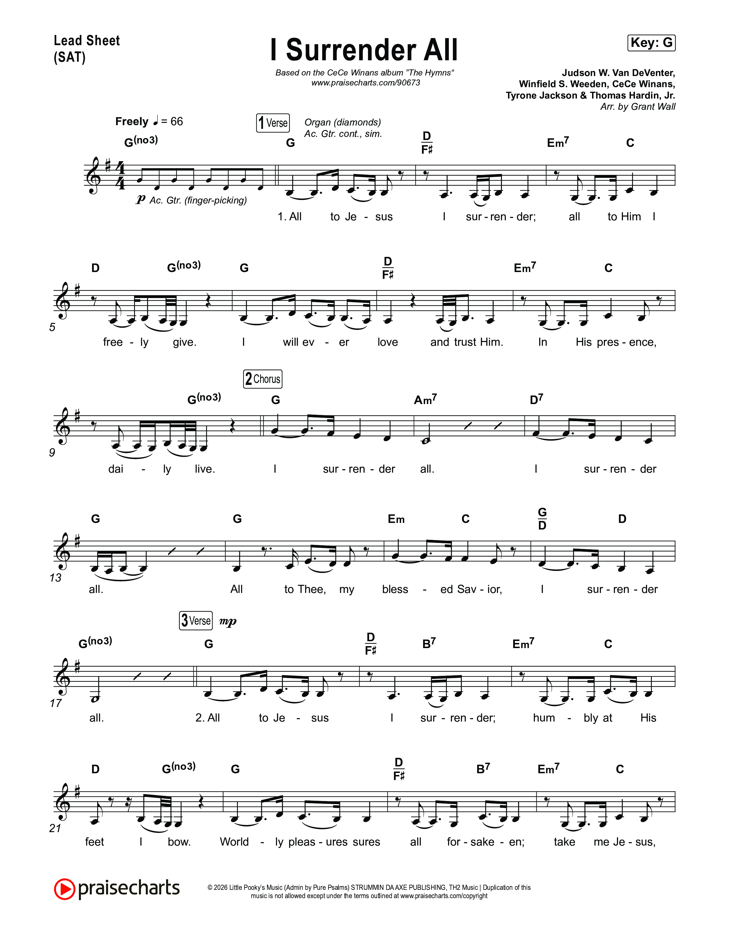 I Surrender All Lead Sheet (SAT) (CeCe Winans)