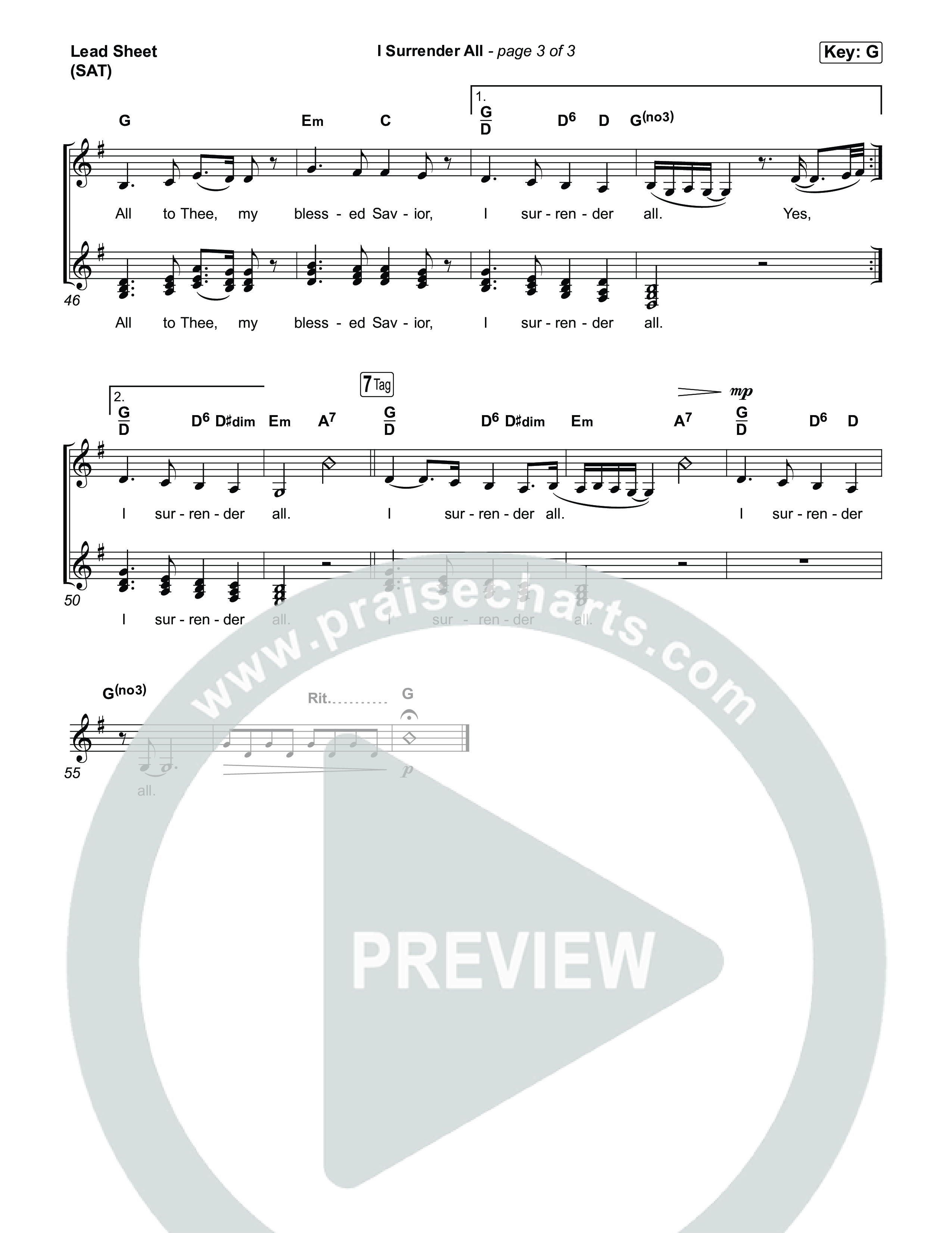 I Surrender All Lead Sheet (SAT) (CeCe Winans)
