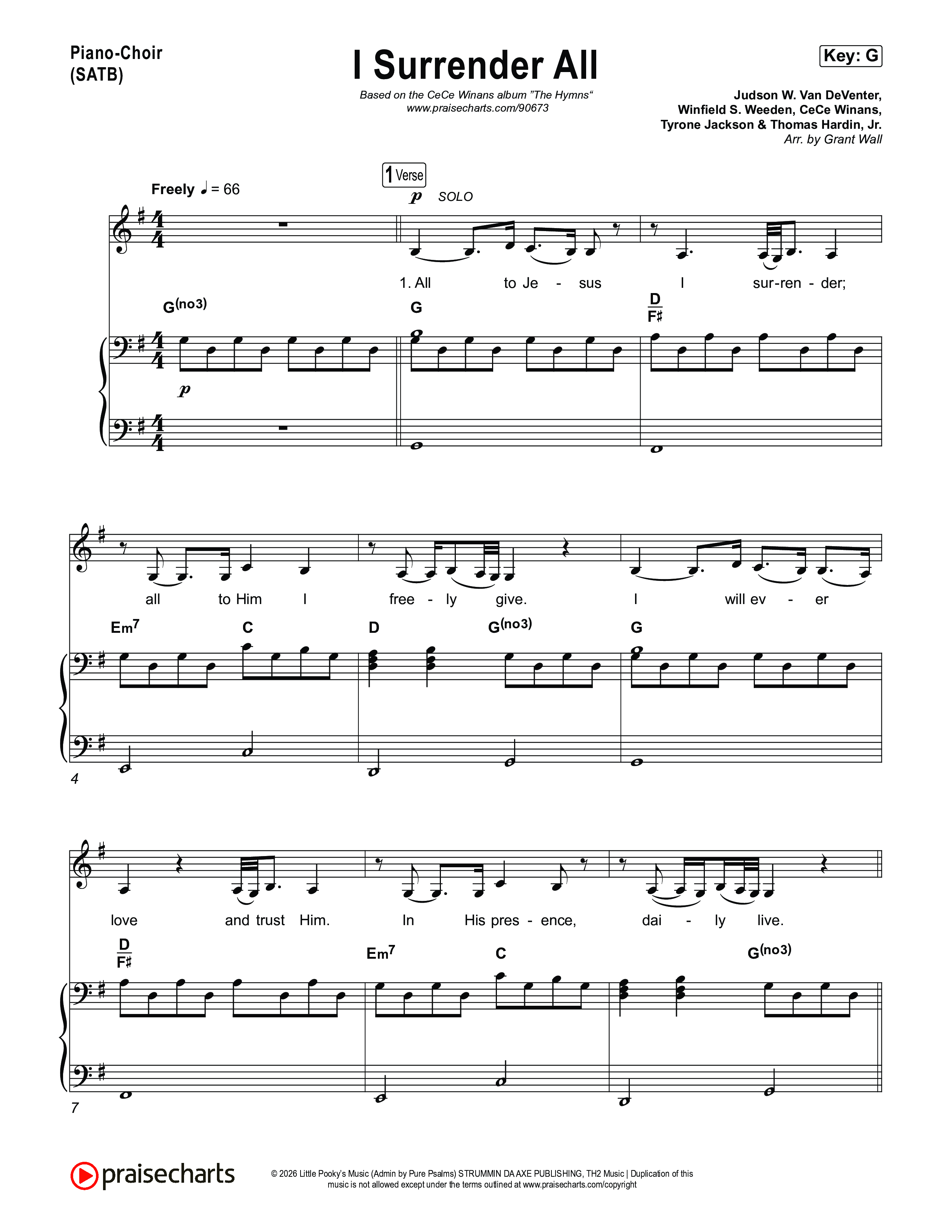 I Surrender All Piano/Vocal Pack (CeCe Winans)