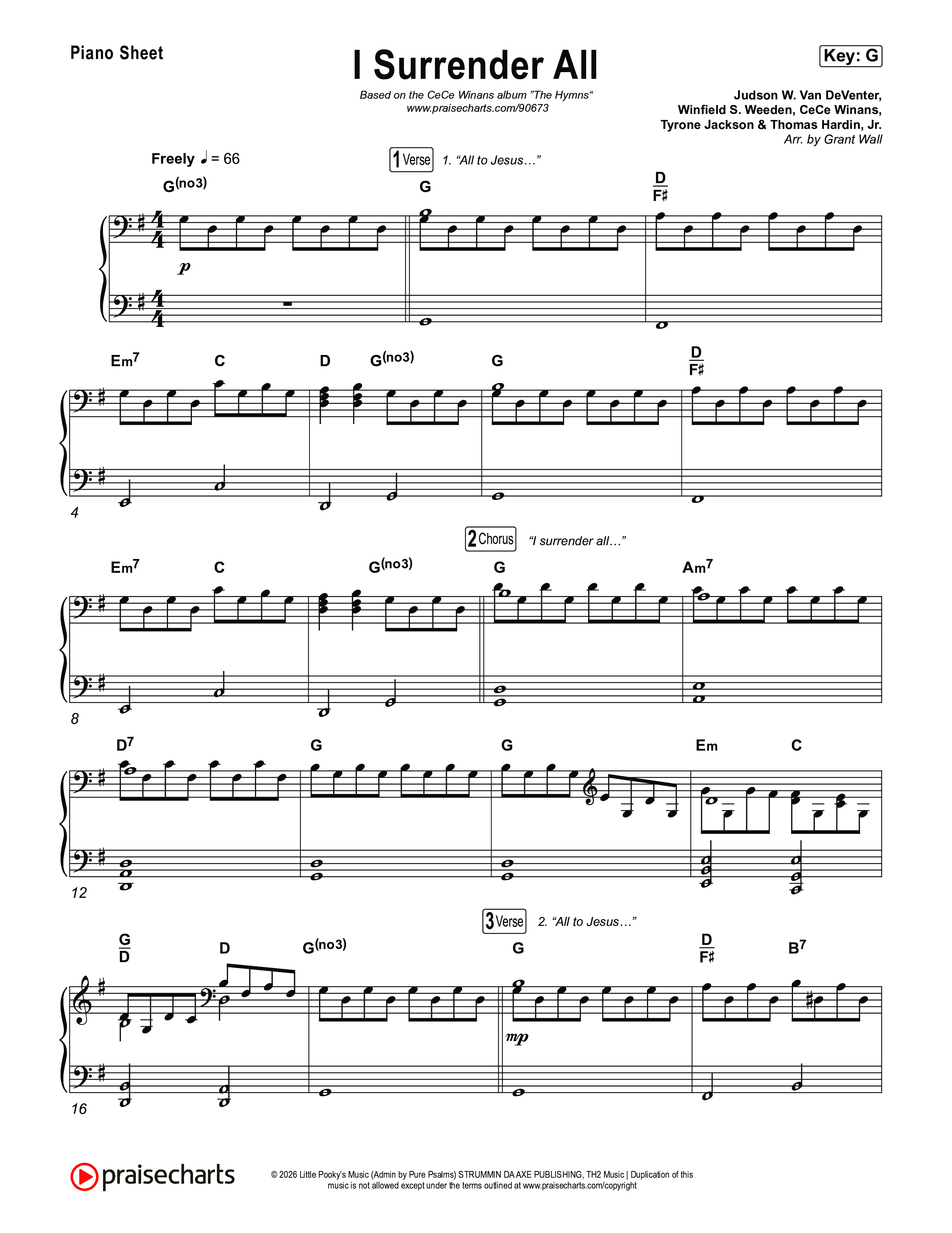 I Surrender All Piano Sheet (CeCe Winans)