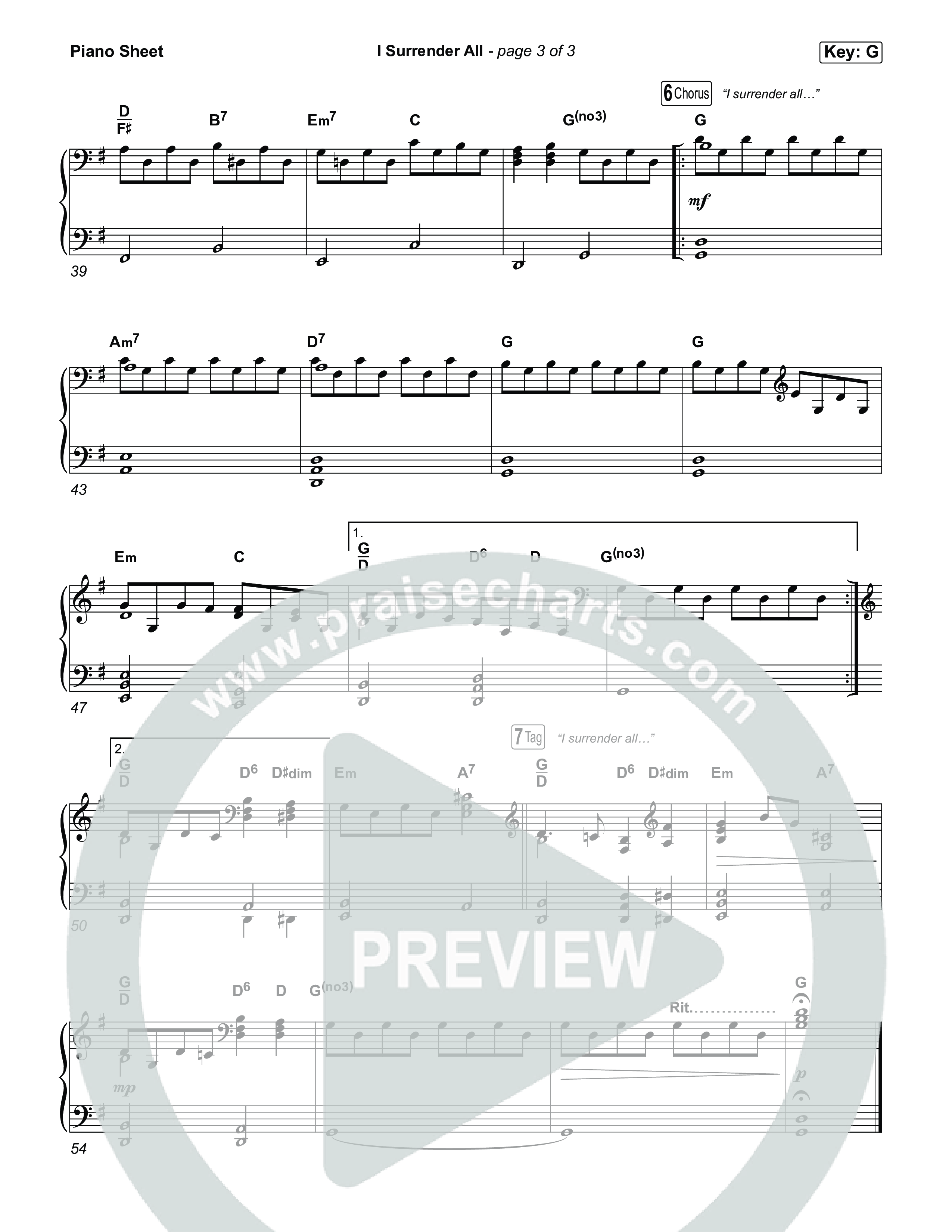 I Surrender All Piano Sheet (CeCe Winans)