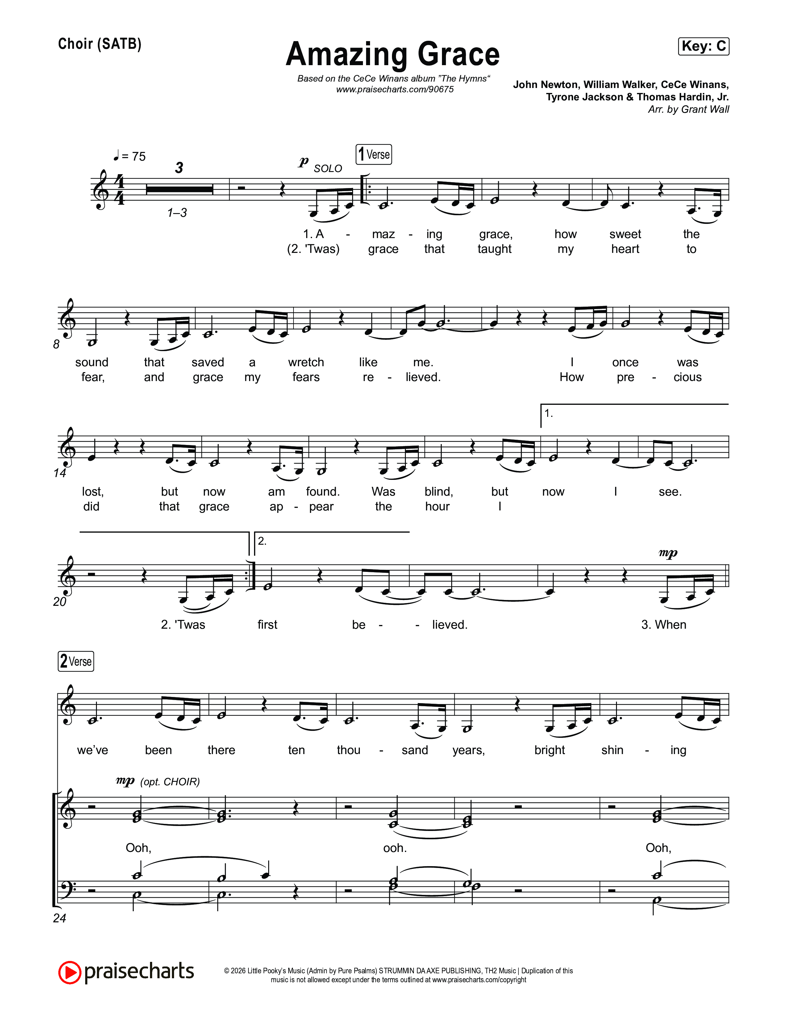 Amazing Grace Choir Sheet (SATB) (CeCe Winans)