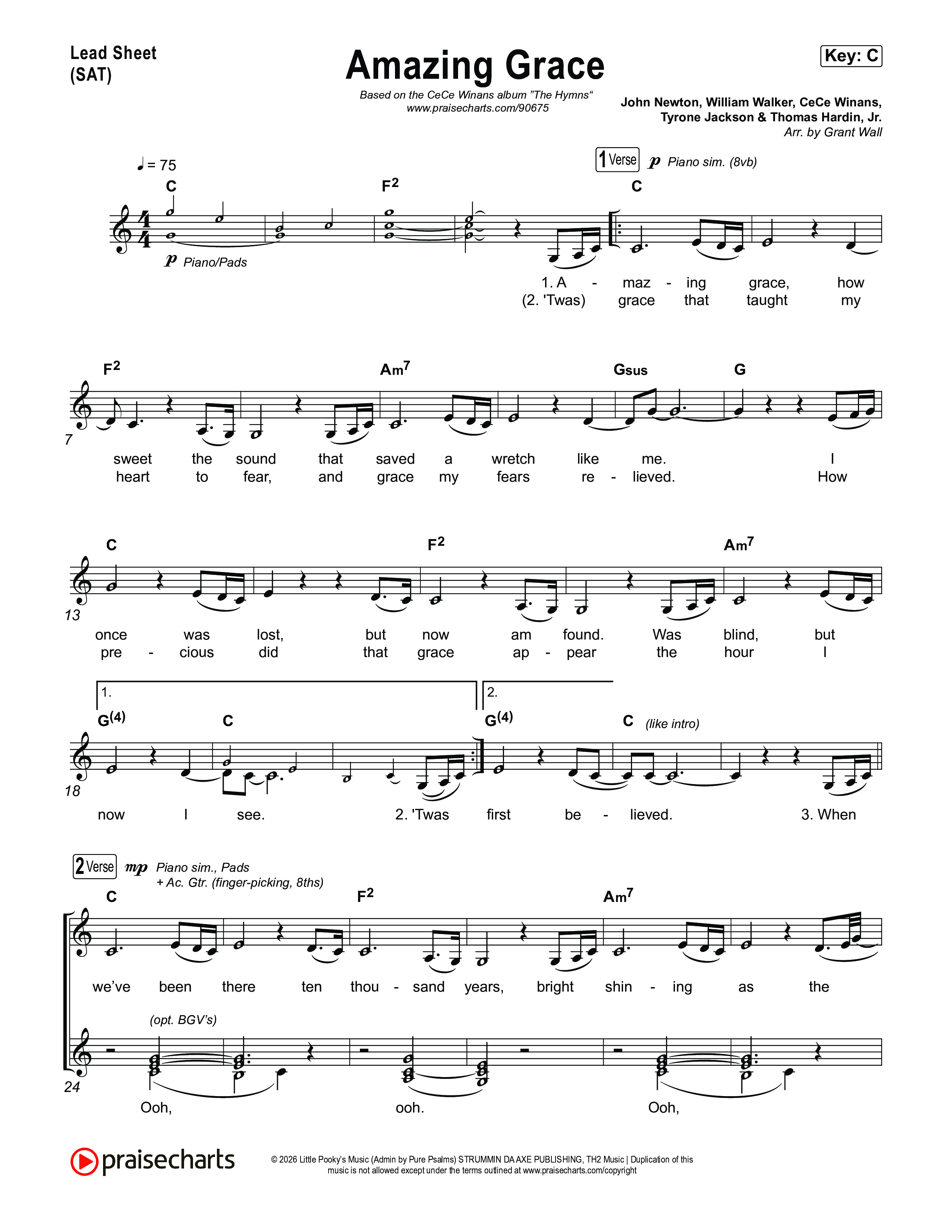 Amazing Grace Lead Sheet (SAT) (CeCe Winans)