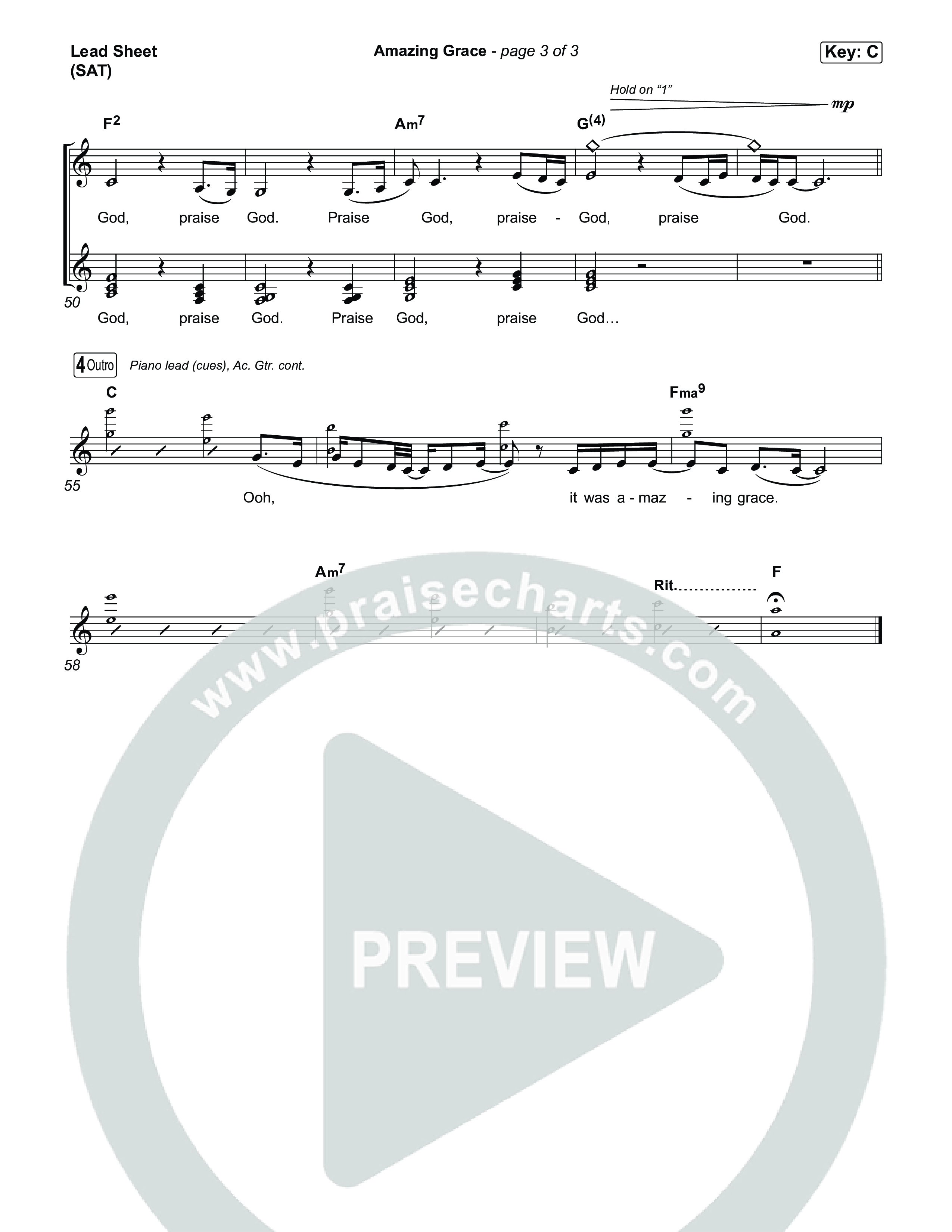 Amazing Grace Lead Sheet (SAT) (CeCe Winans)