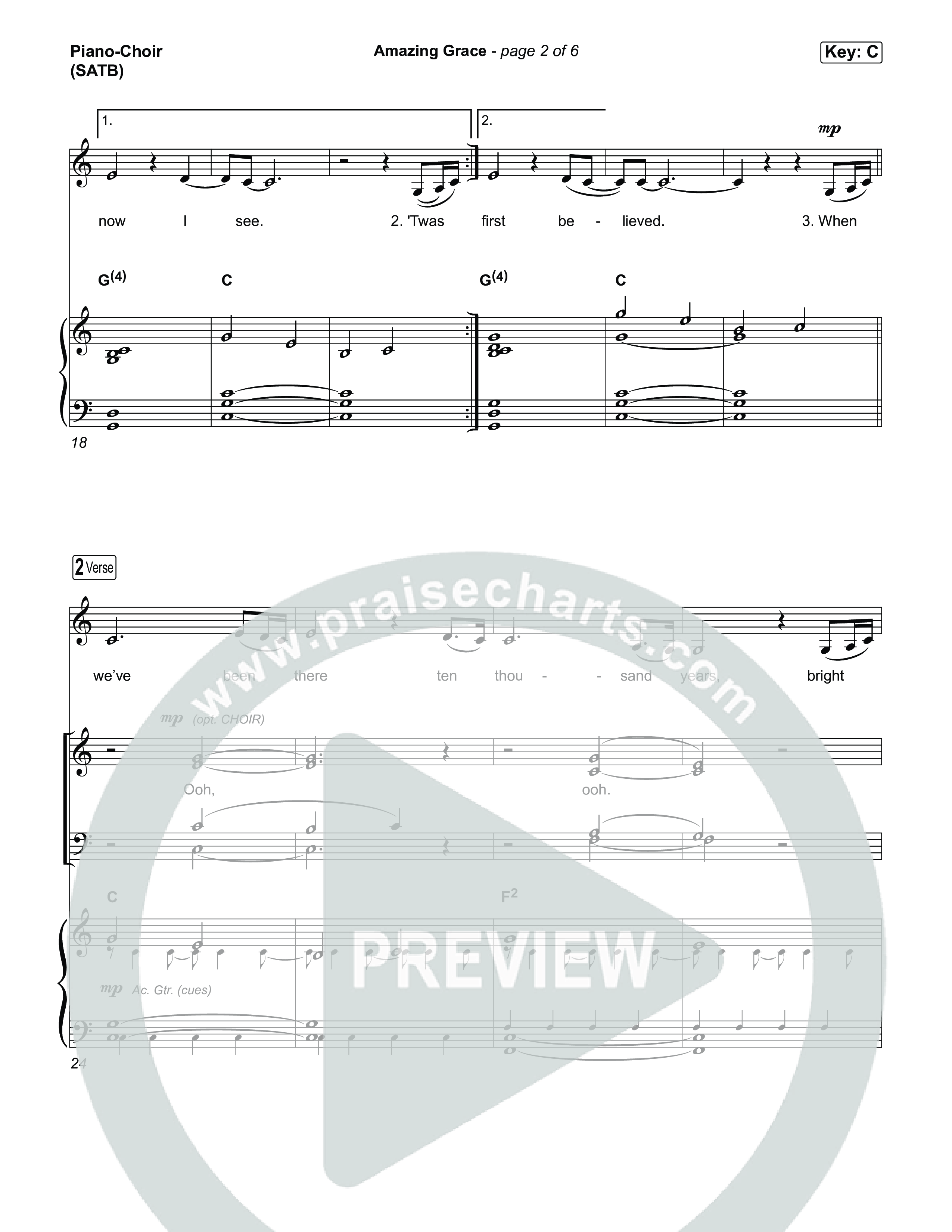 Amazing Grace Piano/Vocal (SATB) (CeCe Winans)