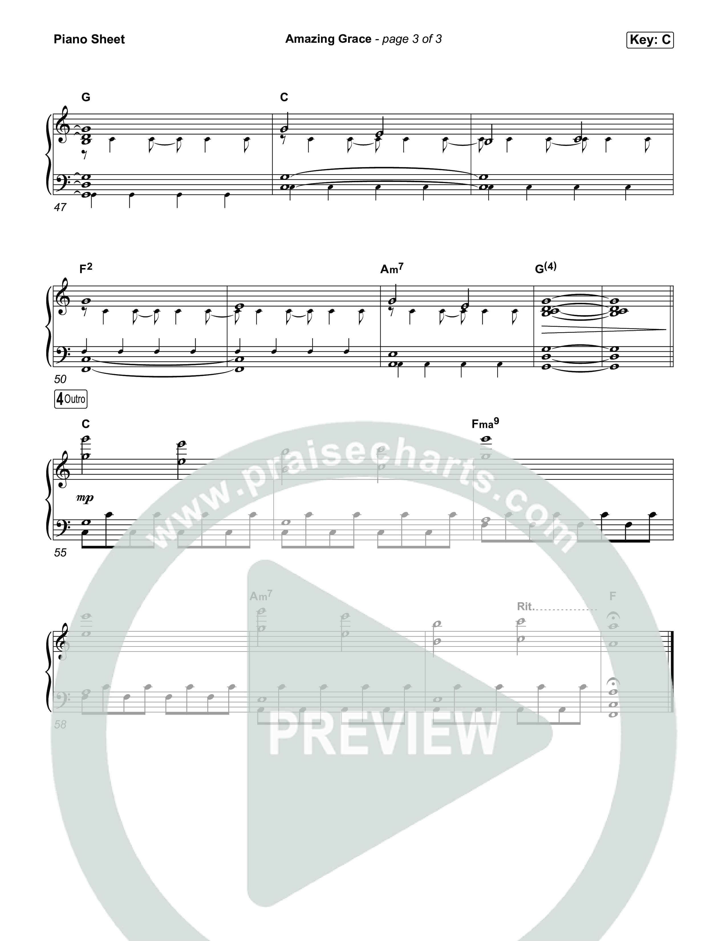 Amazing Grace Piano Sheet (CeCe Winans)