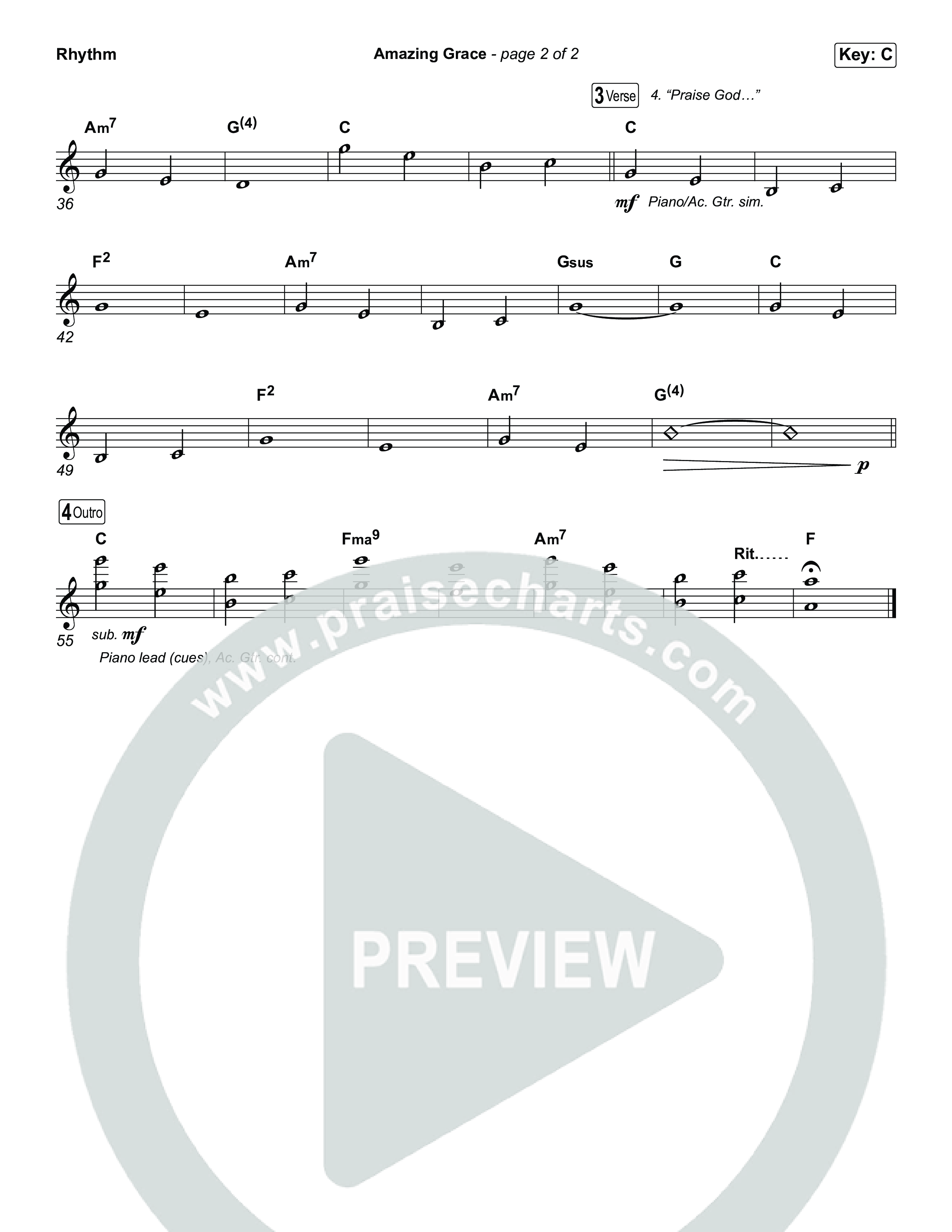 Amazing Grace Rhythm Chart (CeCe Winans)