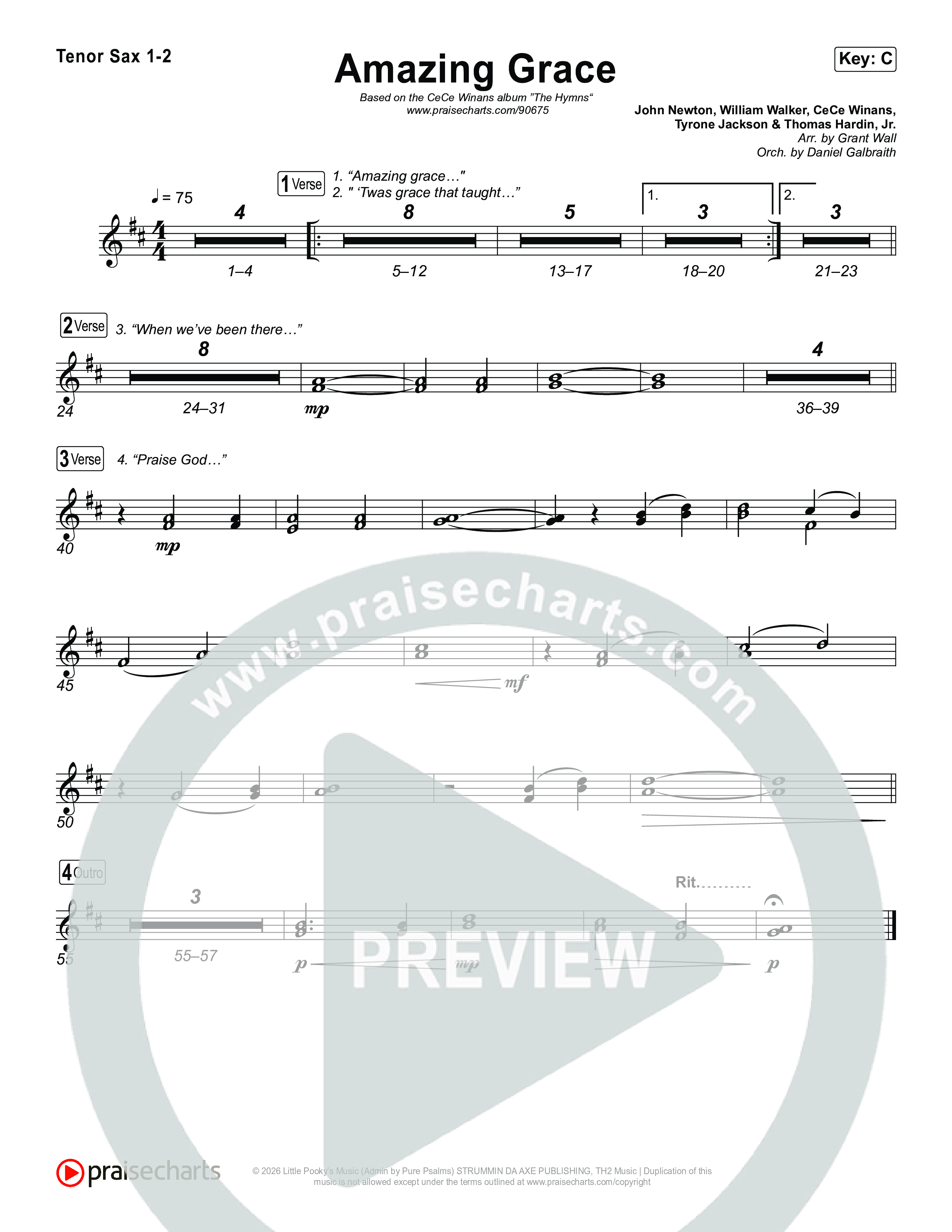 Amazing Grace Tenor Sax 1,2 (CeCe Winans)