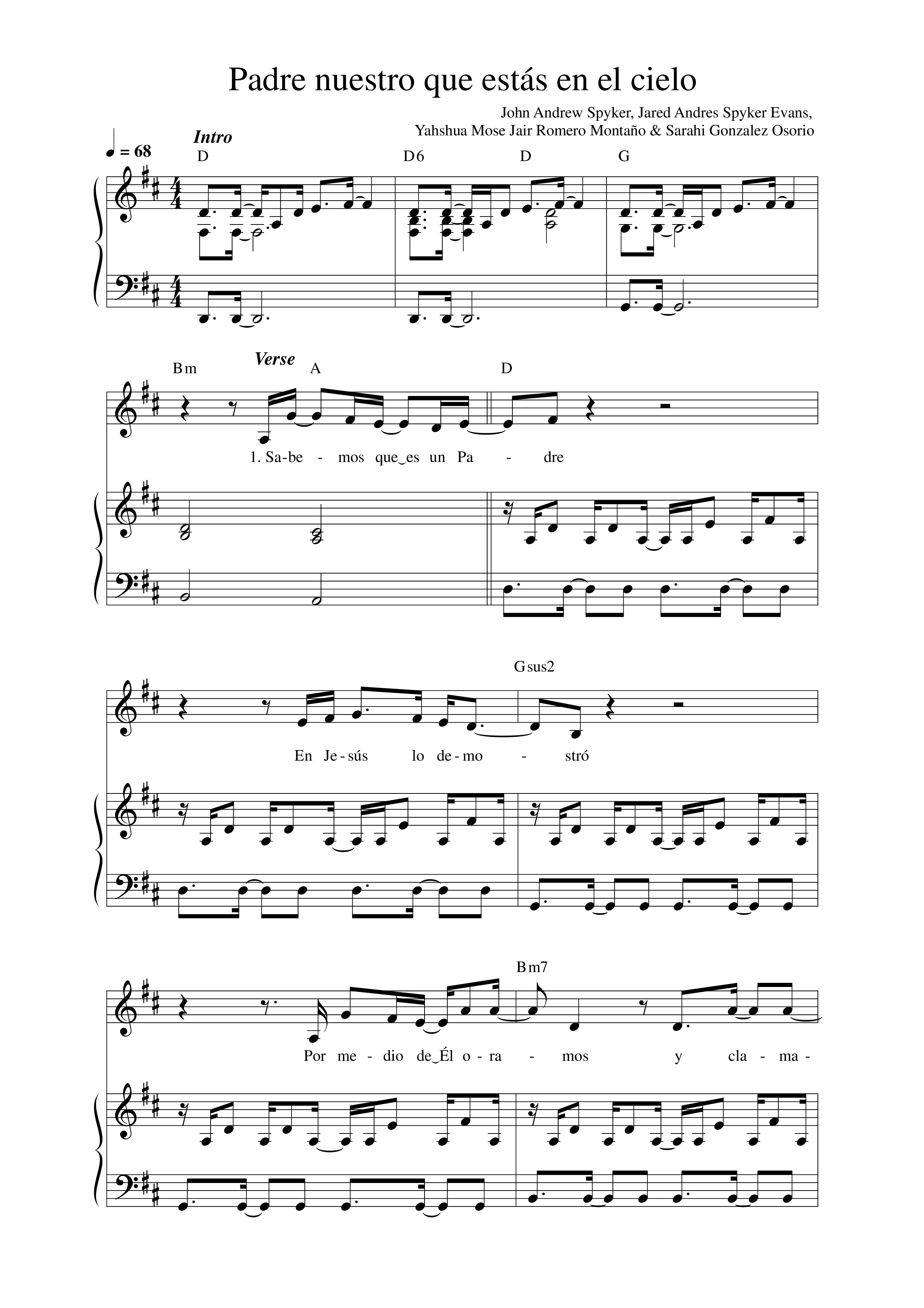 Padre nuestro que estás en el cielo Lead Sheet Melody (Música Más Vida)
