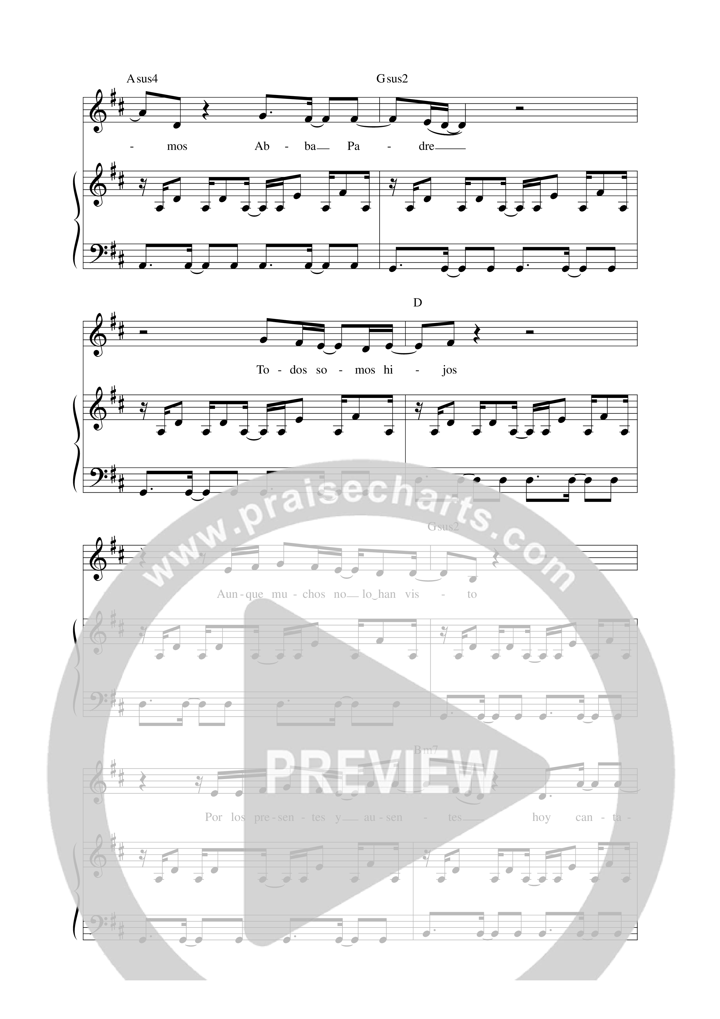 Padre nuestro que estás en el cielo Lead Sheet Melody (Música Más Vida)