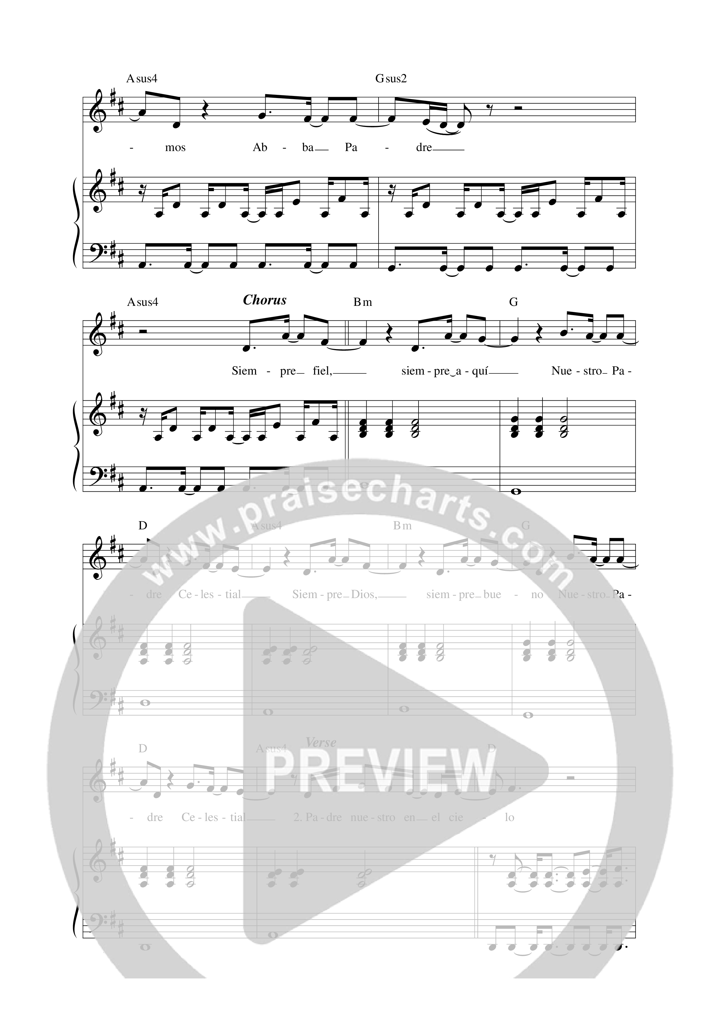 Padre nuestro que estás en el cielo Lead Sheet Melody (Música Más Vida)