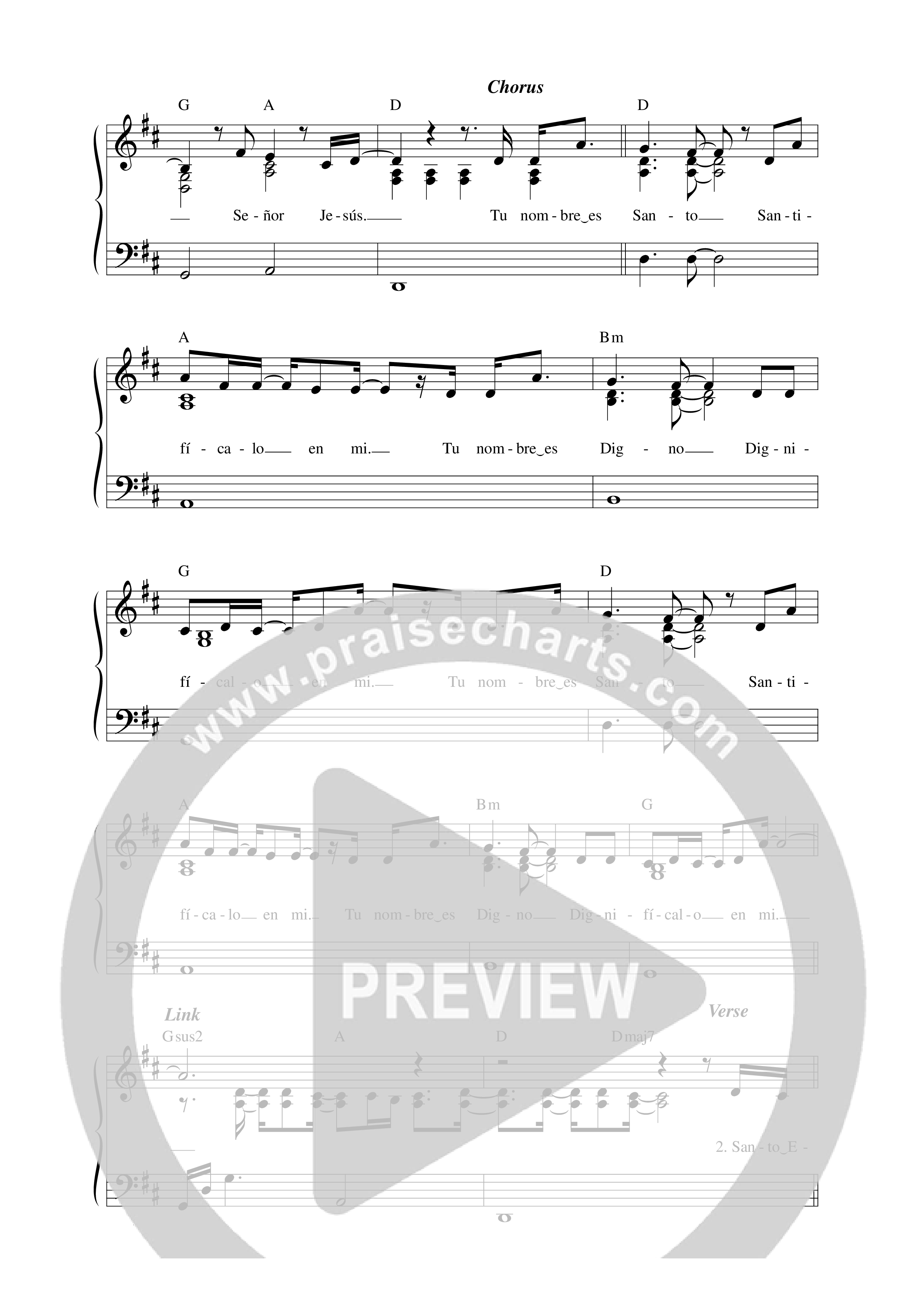 Santificado sea Tu nombre Lead Sheet Melody (Música Más Vida)
